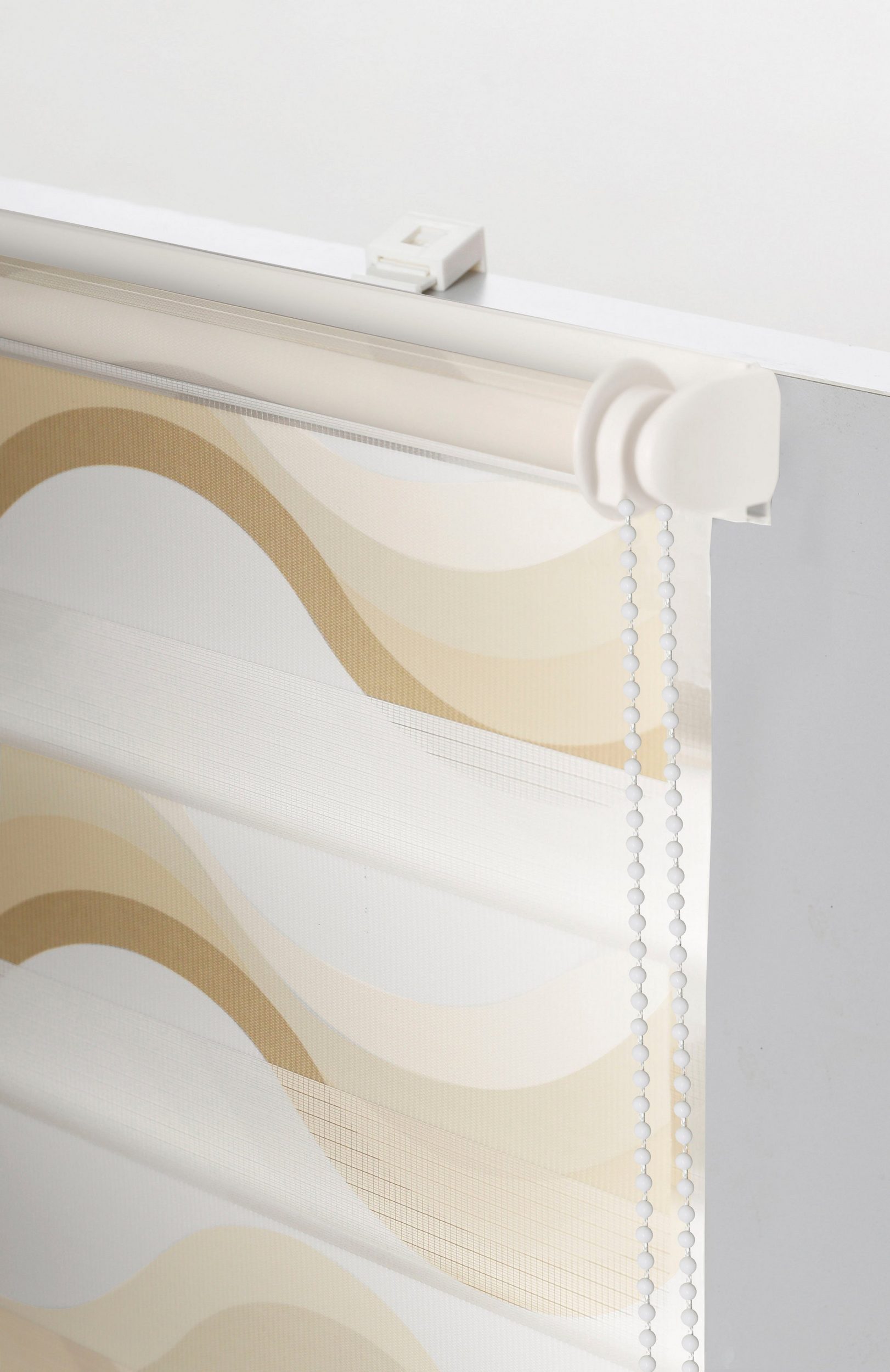 Doppelrollo Wellen Design, K-HOME, Lichtschutz, ohne Bohren, freihängend, Klemmfix, Bedruckt mit Muster