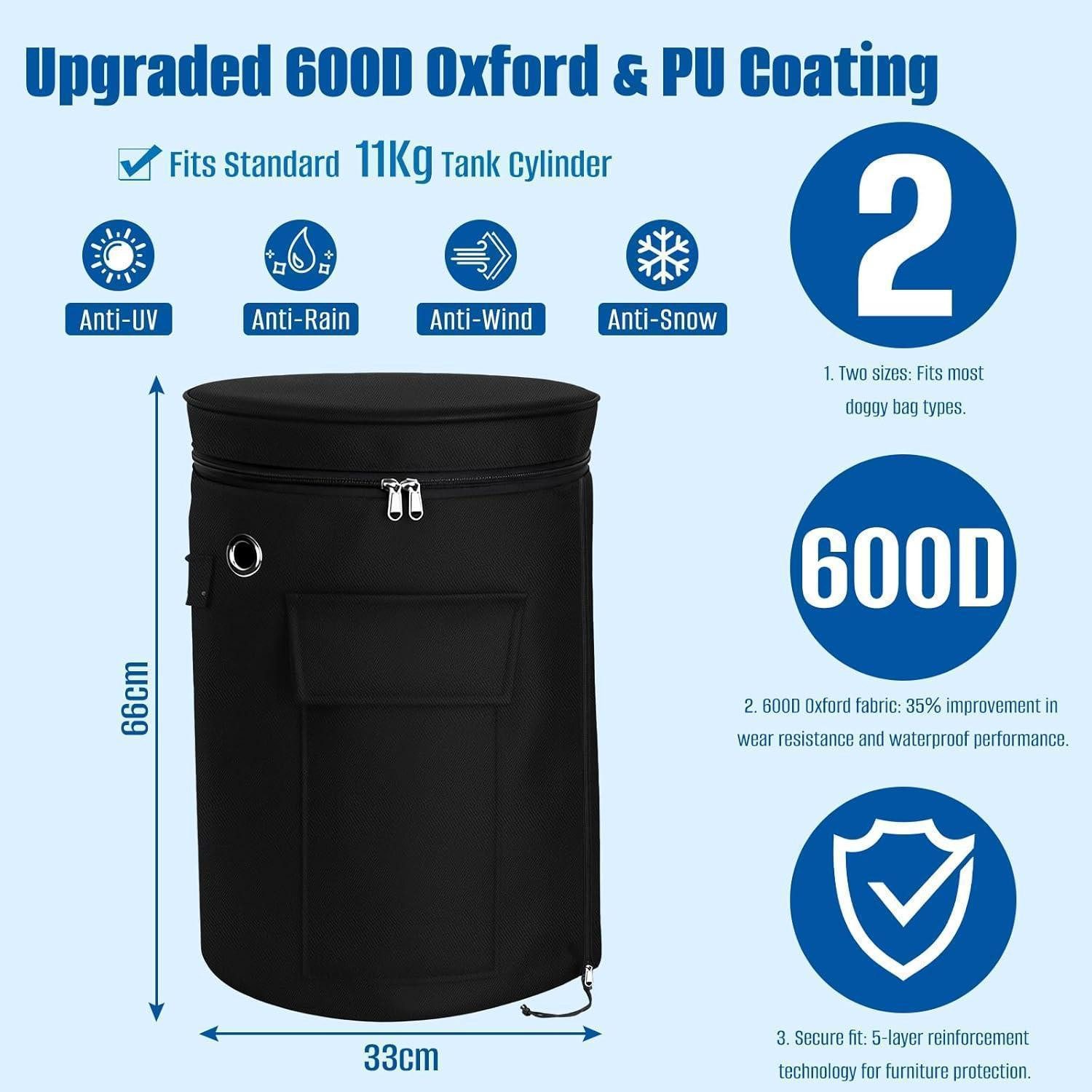 LuxusKollektion Gasflaschen-Schutzhülle Gasflaschenhülle 11kg Propan Wasserdicht 600D Oxford Φ33x66cm
