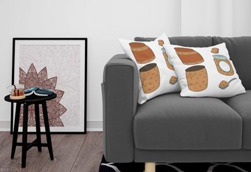Kissenbezüge Modern Accent Doppelseitiger Digitaldruck, Abakuhaus (2 Stück), Erdnussbutter Essen in einem Glas-Muster