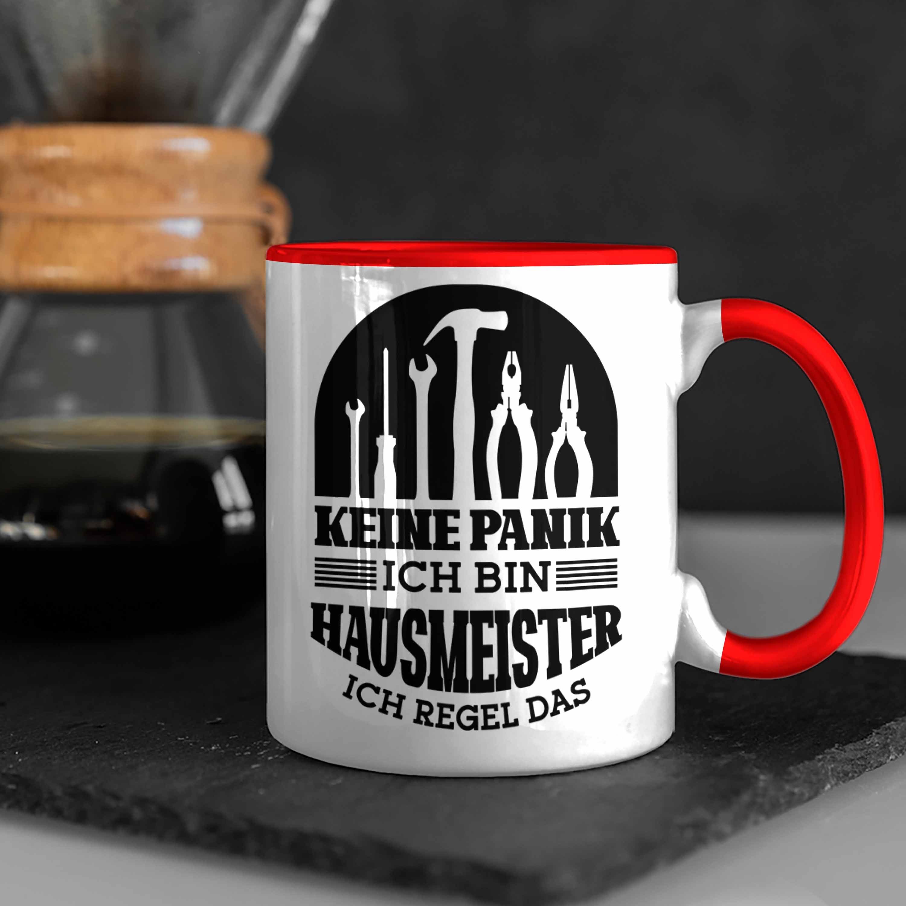 Trendation Rot Lustiger Hausmeiste für Spruch Tasse Geschenkidee Geschenk Tasse Hausmeister