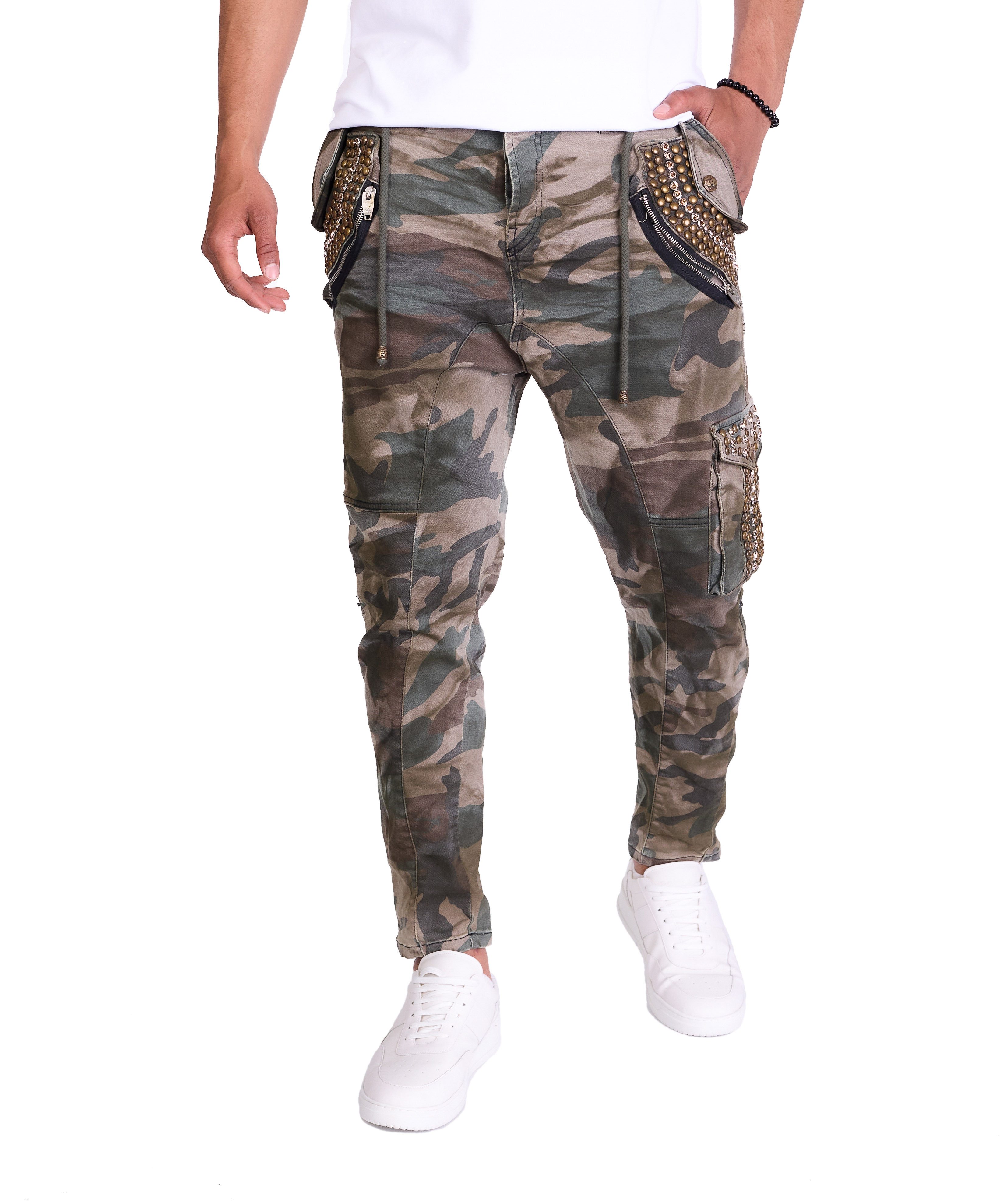 KINGZ Cargohose Lässige Herren Freizeithose Military günstig online kaufen