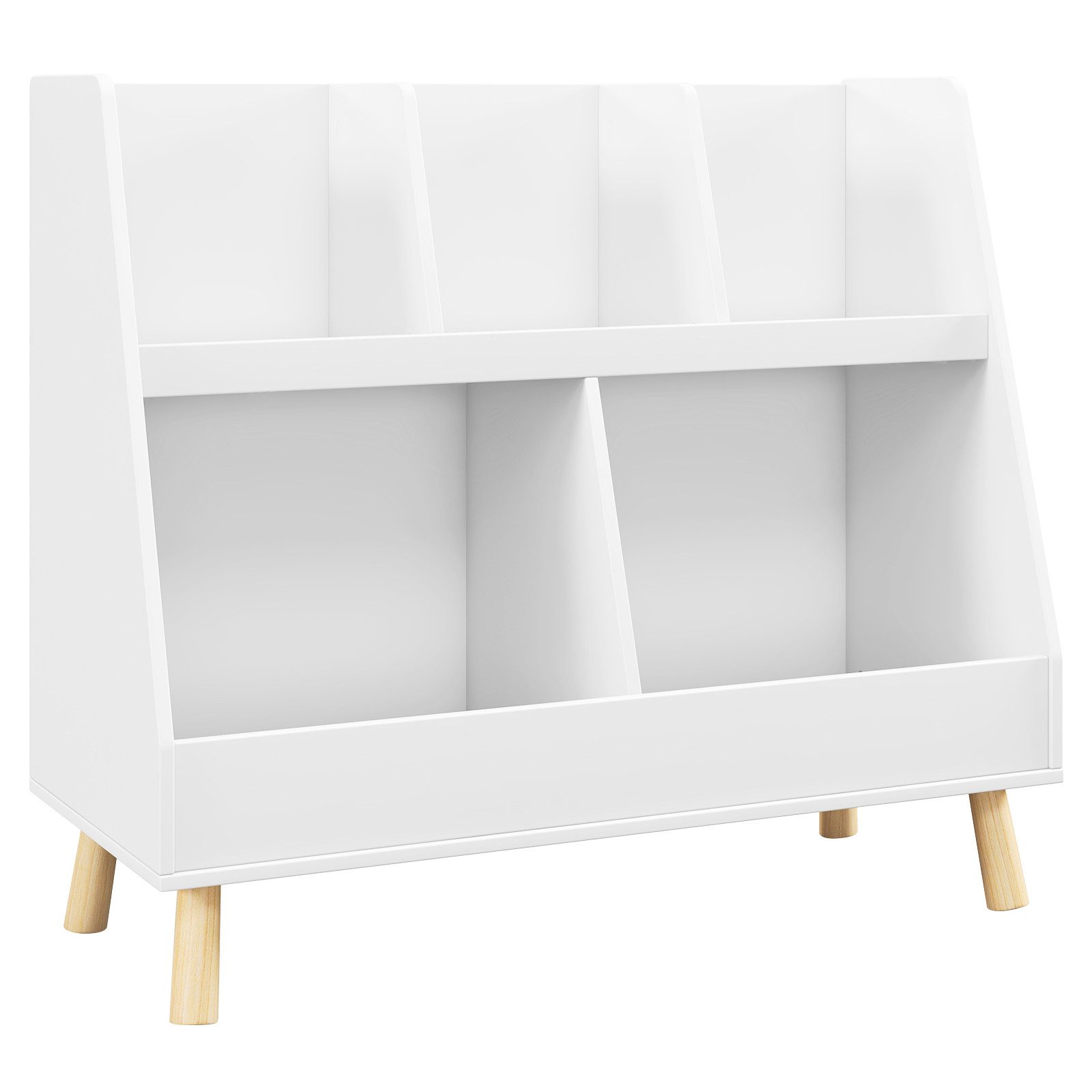 KOMFOTTEU Kinderregal, Bücherregal mit 5 Fächern, aus Holz mit Kippschutz günstig online kaufen