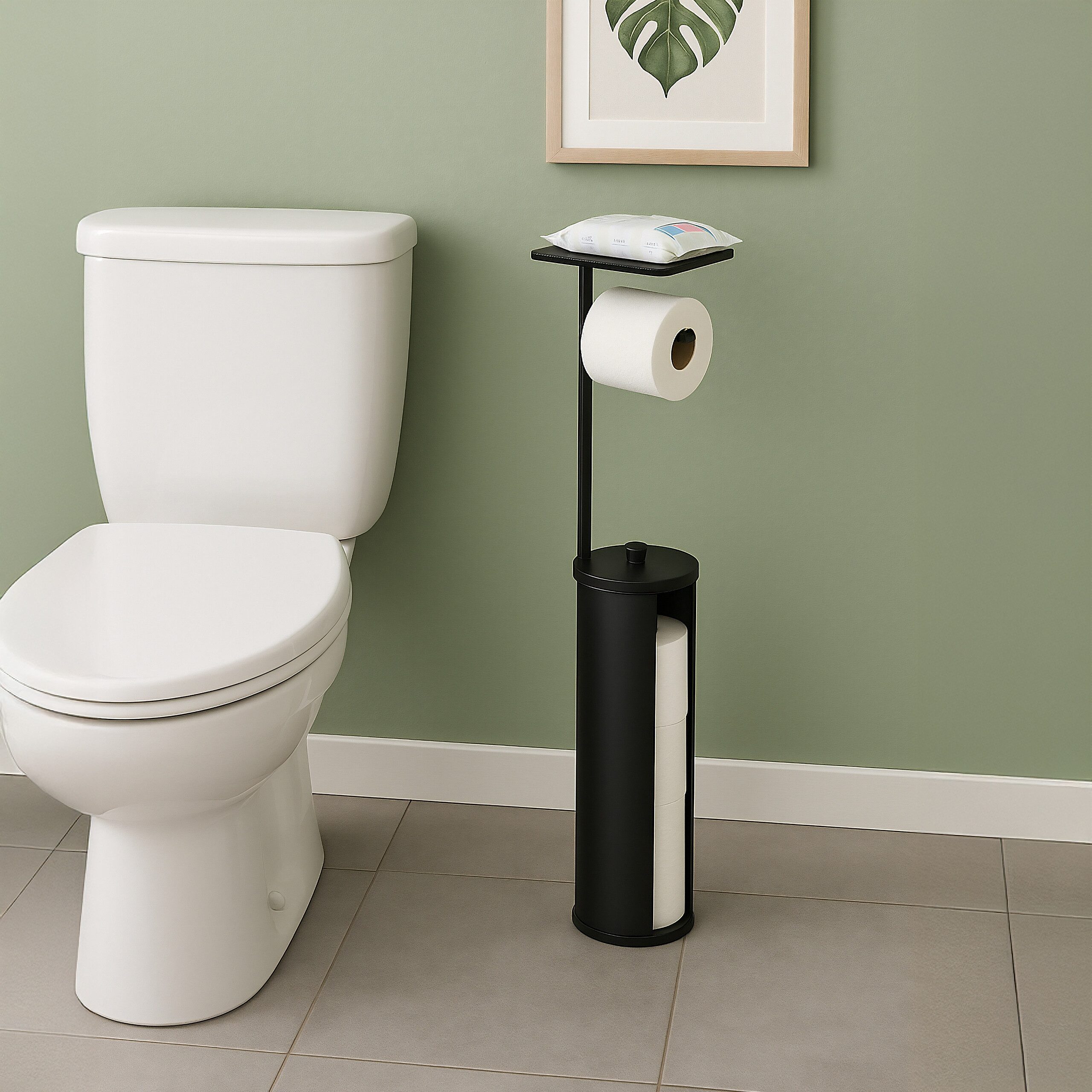 relaxdays Toilettenpapierhalter mit Ablage, schwarz günstig online kaufen