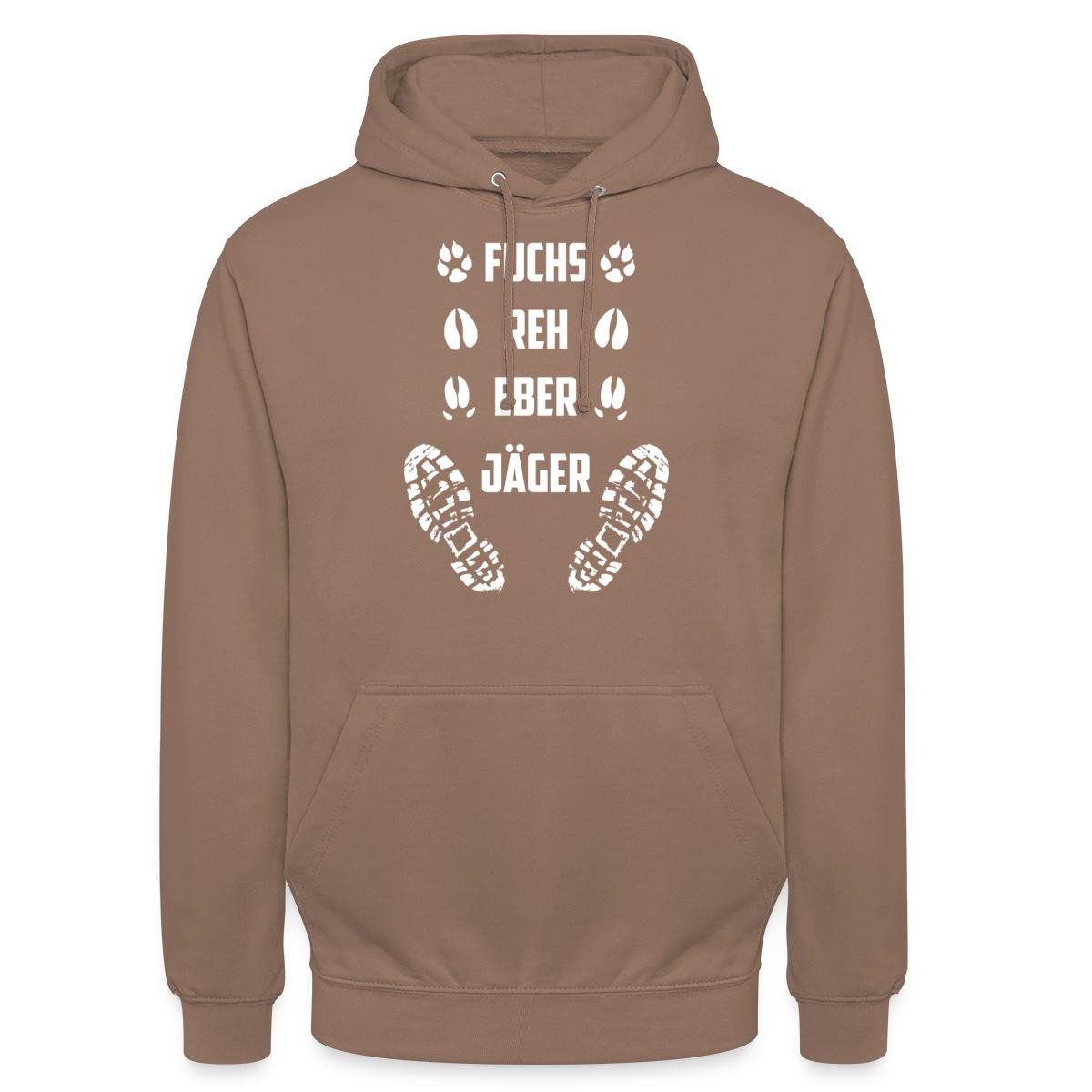 Spreadshirt Hoodie Fährte Wald, Fuchs, Reh, Eber Und Jäger Unisex Hoodie (1-tlg)