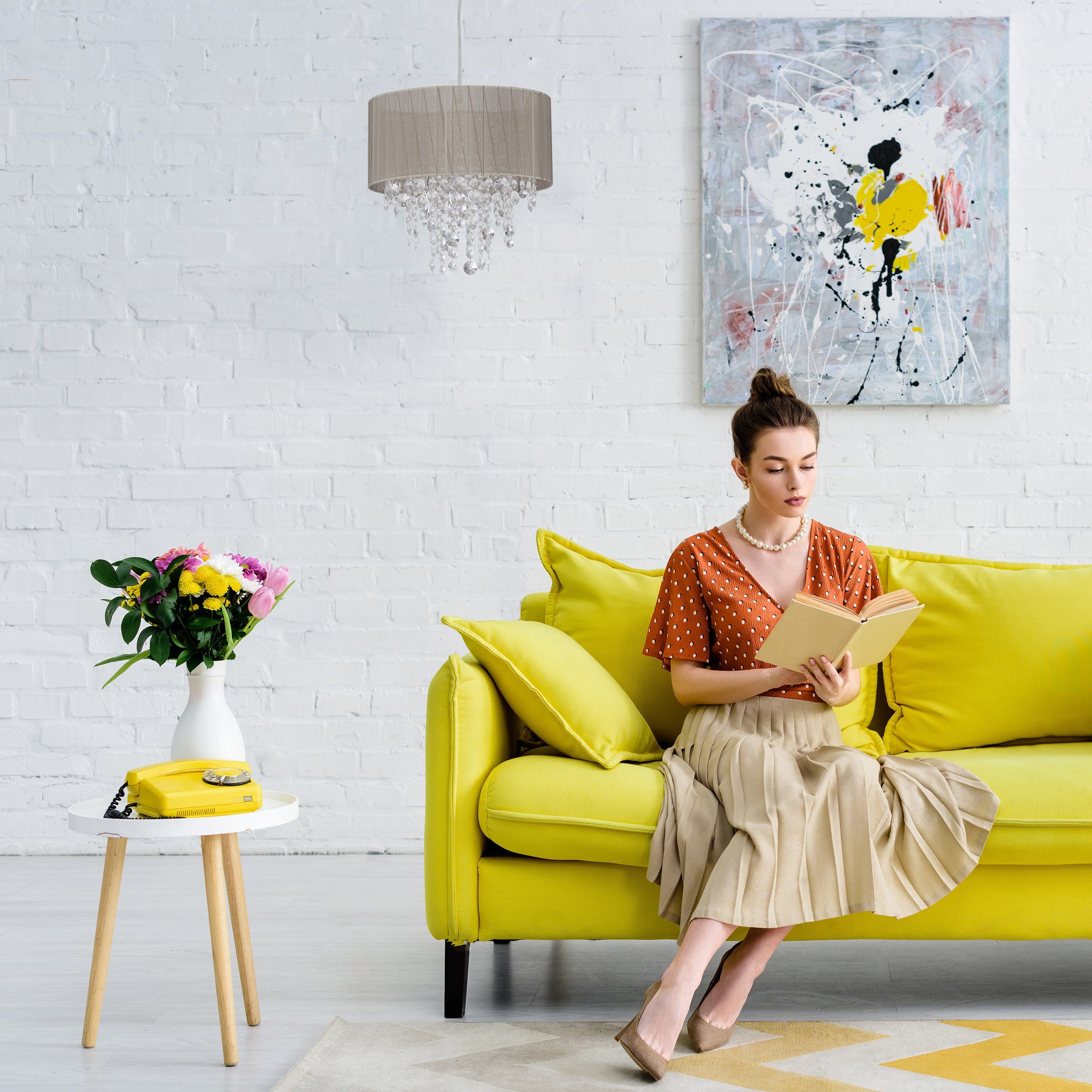 relaxdays Hängeleuchte Hängelampe Organza Kristall günstig online kaufen