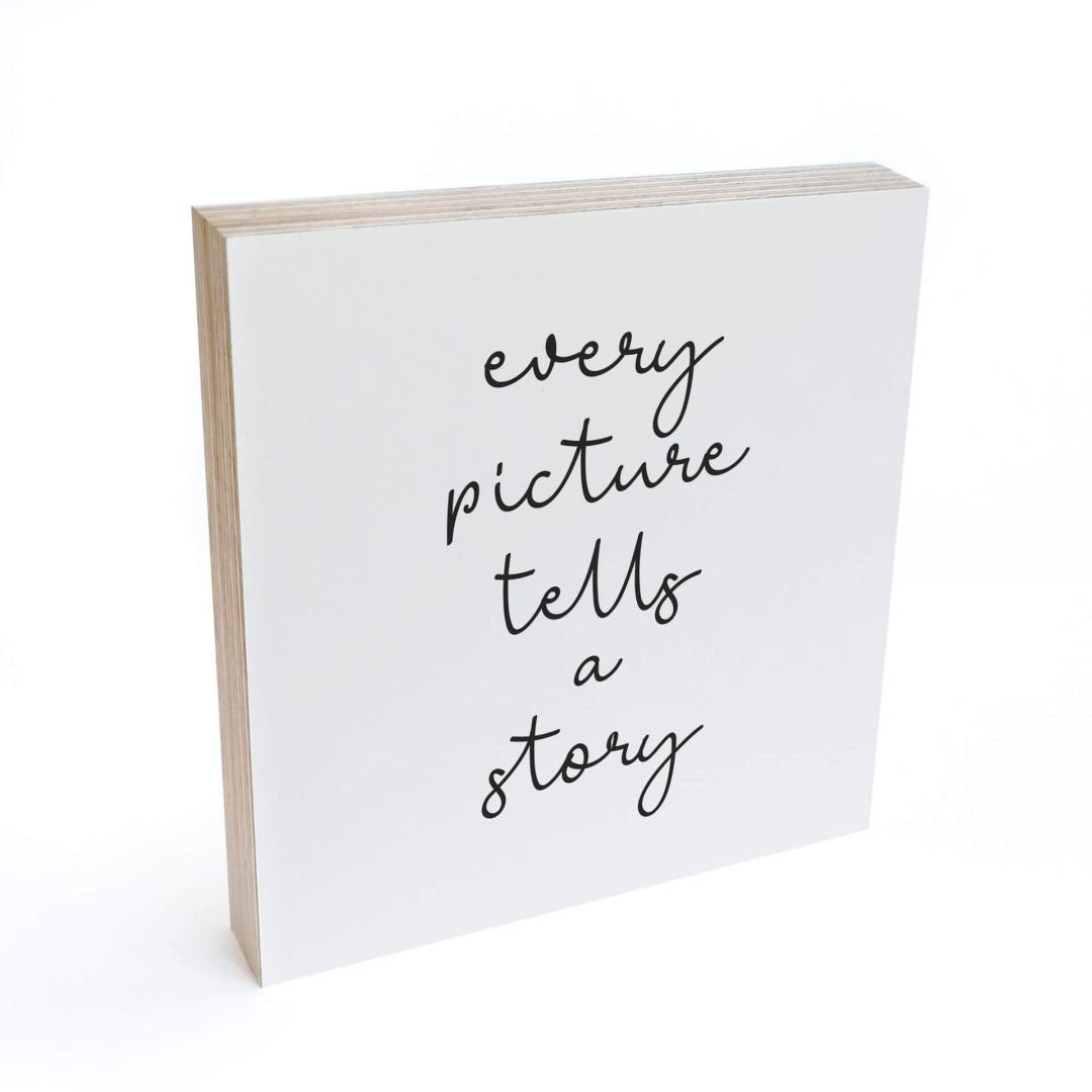 K&L Wall Art Holzbild Tischdeko Every picture tells a story Buchstaben Deko Küche, Fensterbank Schild modern. € 20,98