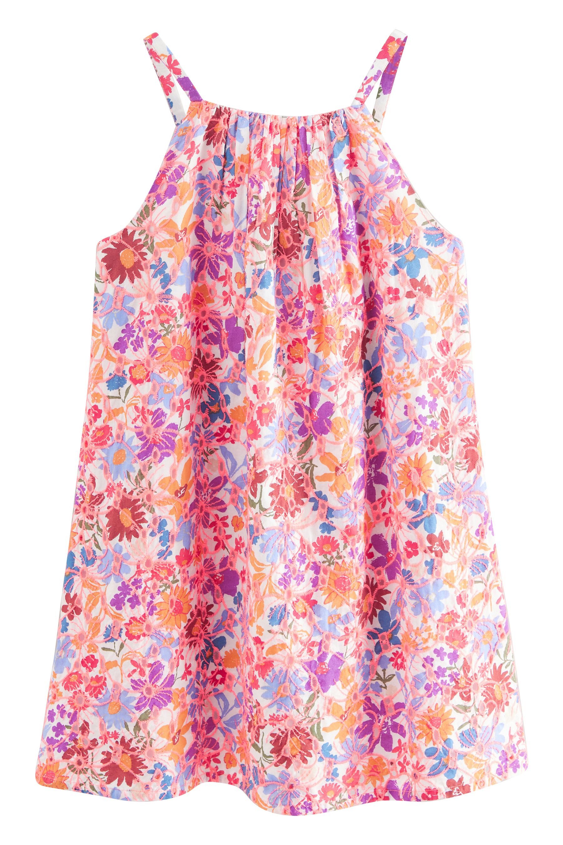 Next Sommerkleid Sonnenkleid mit Print und Lochstickerei (1-tlg)