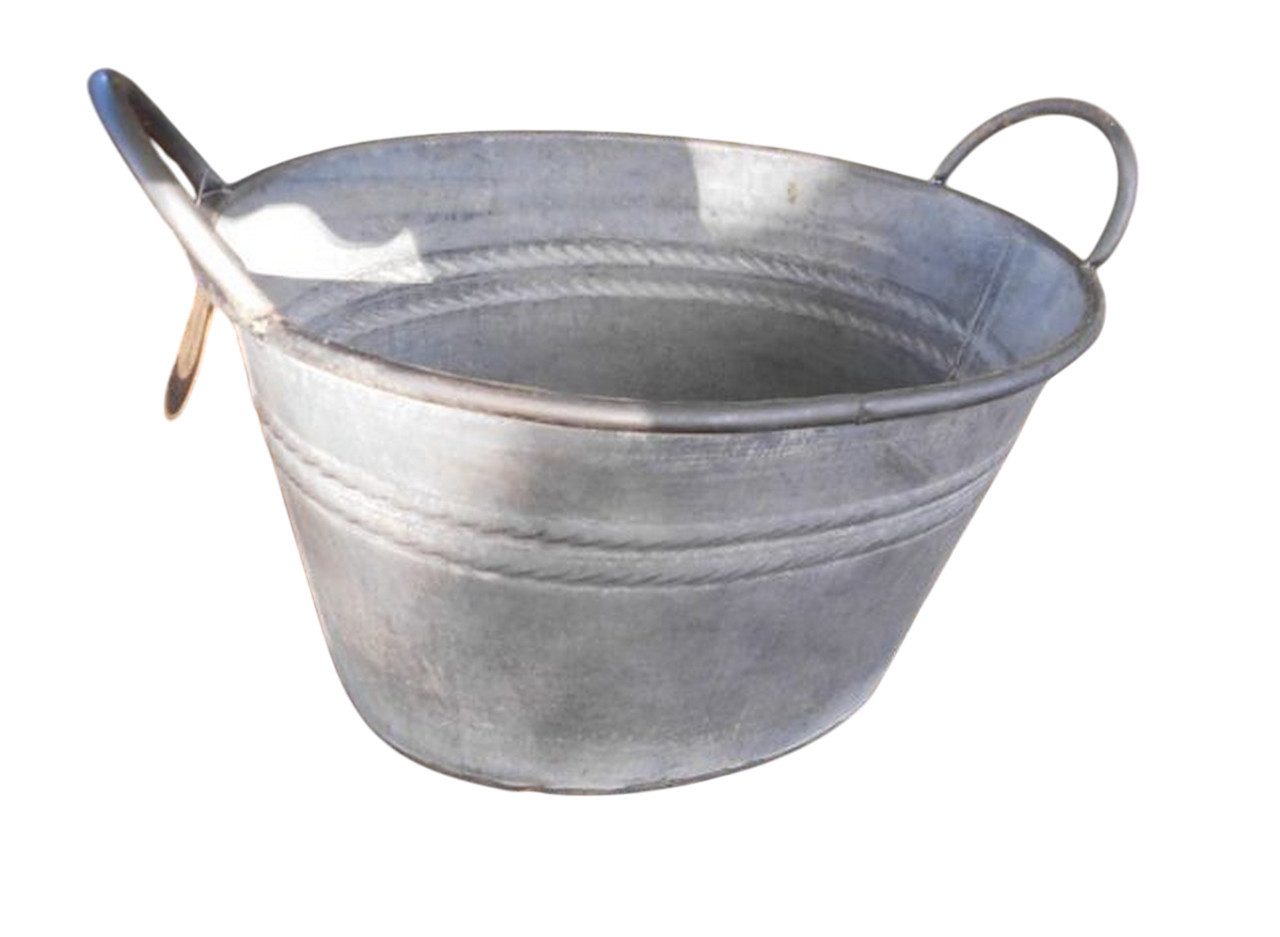 Deko-Impression Pflanzkübel Zinkwanne Pflanztopf Zinkbottich Blumentopf 33 x 25 cm Grau (1 St)