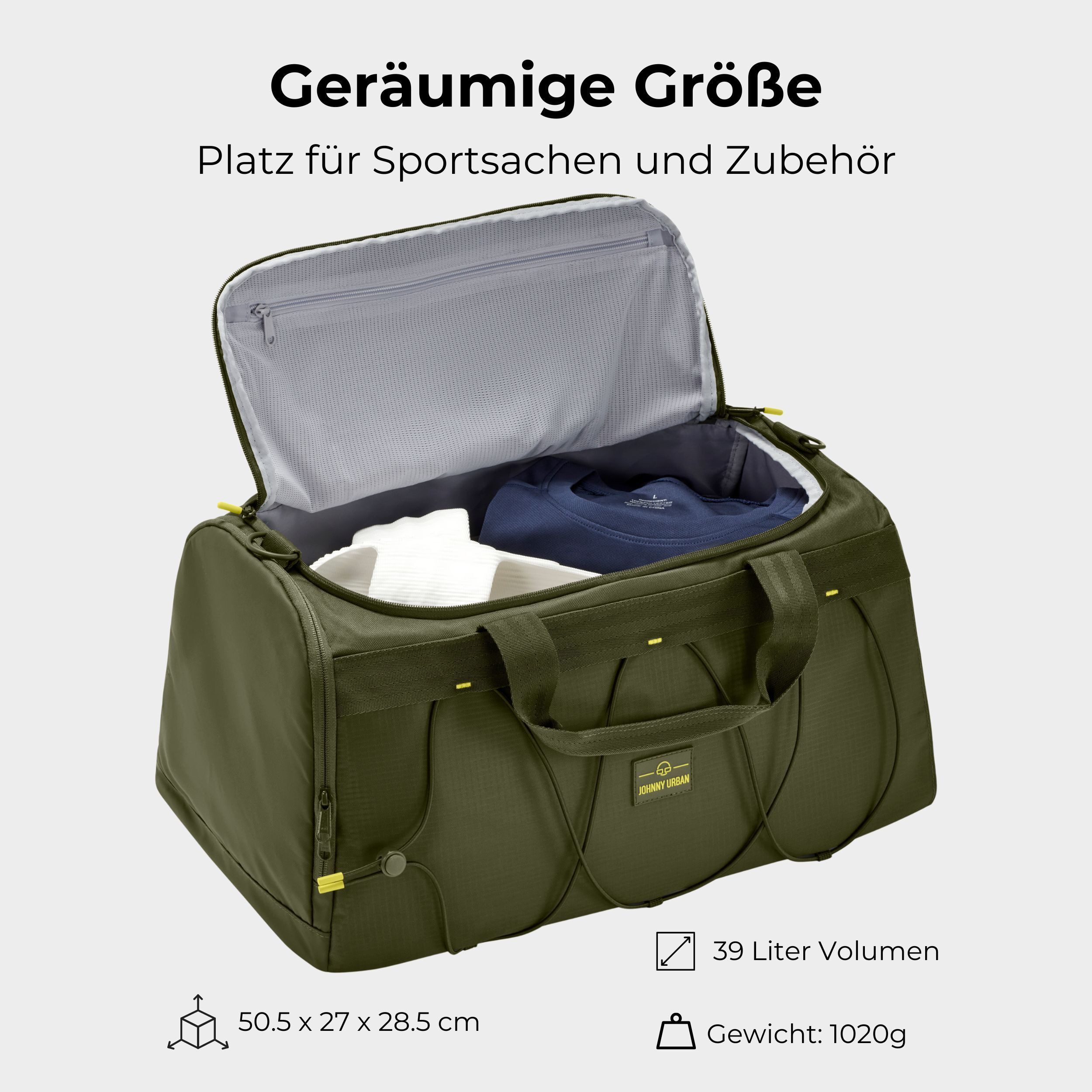 Johnny Urban Weekender Shawn 2-in-1 Sporttasche und Rucksack für Gym und (1-tlg), Reisetasche mit Rucksackfunktion, Separates Schuhfach, Wasserabweisend