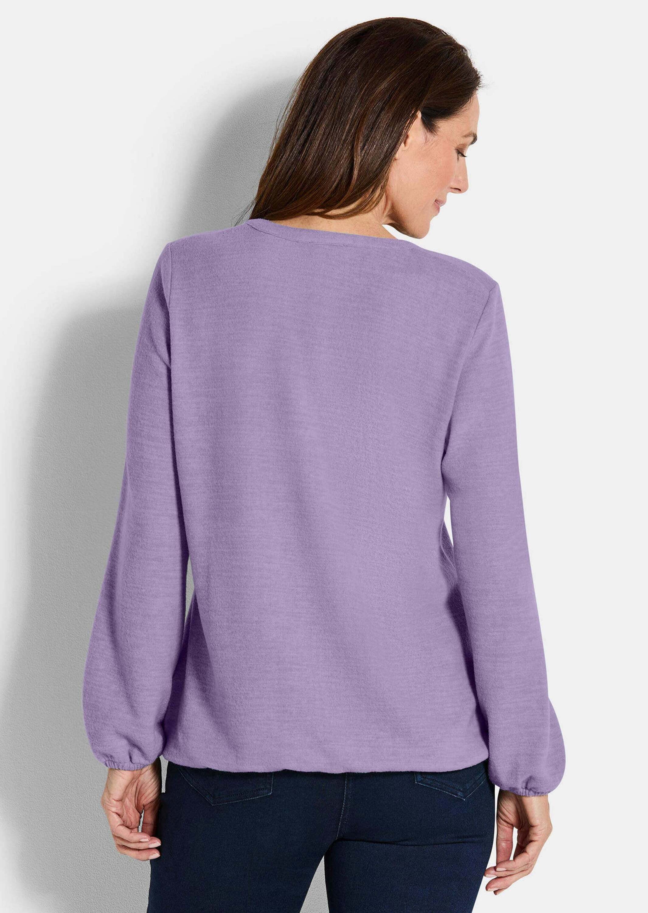 GOLDNER Longshirt Elegante Bluse mit Zierblende, Rundhals Flauschige Bluse günstig online kaufen