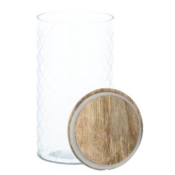 Chic Antique Vorratsdose Chic Antique Glas mit Deckel Mangoholz 22,5 cm, Glas, (2-tlg)