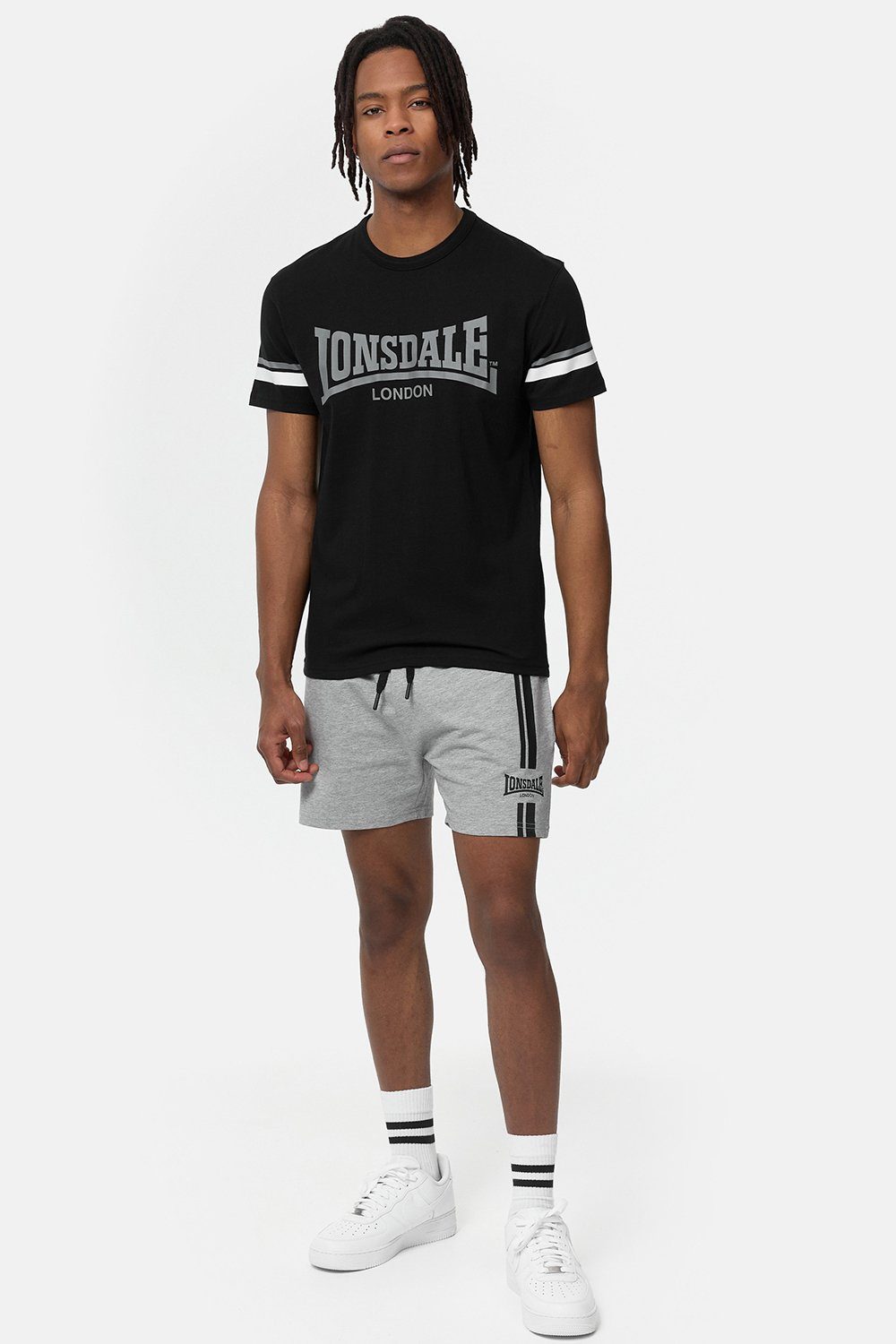 Lonsdale CREICH T-Shirt Black/White/Grey