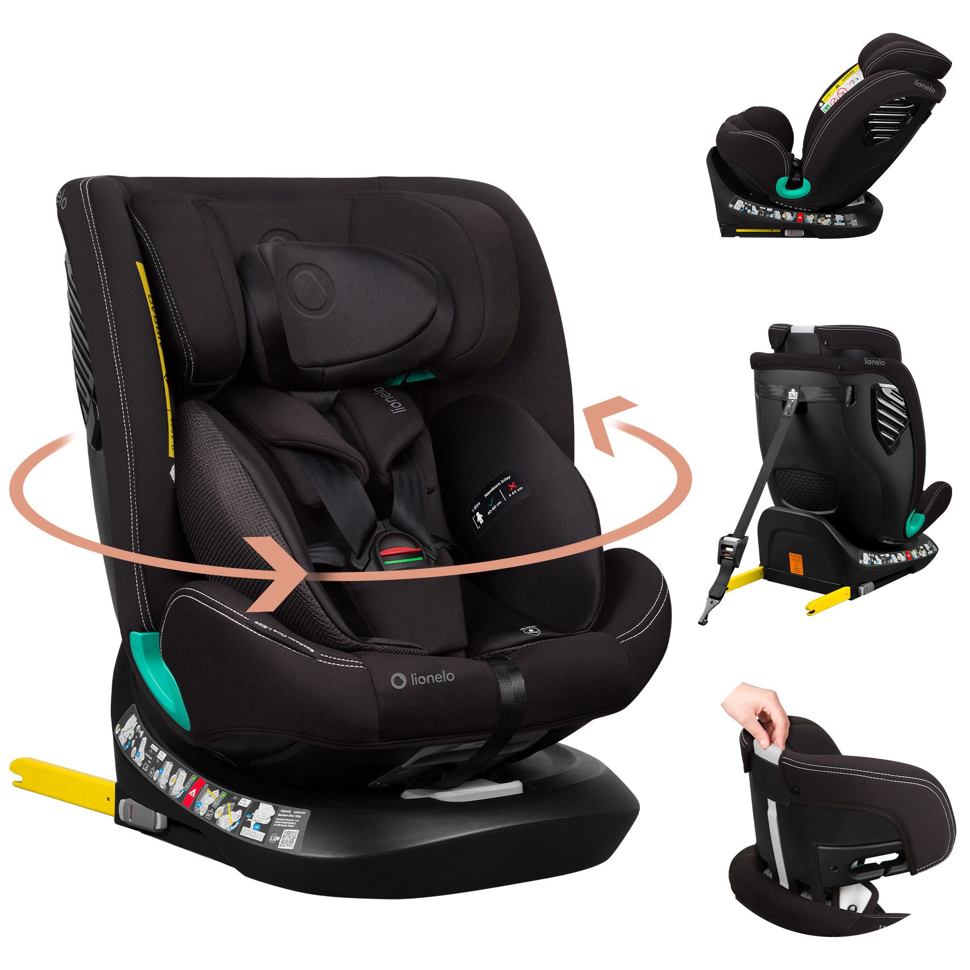 lionelo Autokindersitz BASTIAAN ONE i-SIZE, ab: ab Geburt, bis: 12 Jahren, ab: 40,00 cm, bis: 150,00 cm, (Set), 4 in 1/i-Size/Dri-Seat/360 Grad/0-36kg