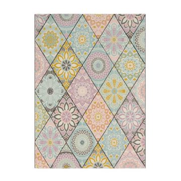 Teppich Bunt Wohnzimmer Blumen Mandala Retro Rauten Muster 3-D Design Kurzflor, TT Home, rechteckig, Höhe: 17 mm