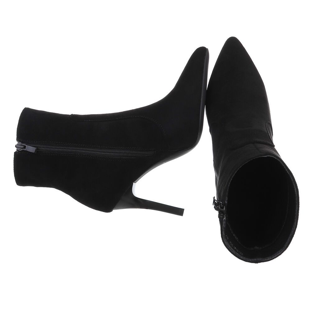Ital-Design Elegante Ankle Boots für Damen mit hohem Absatz High-Heel-Stiefelette (90153146) Pfennig-/Stilettoabsatz Stiefeletten in Schwarz