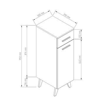 Planetmöbel Badmöbel-Set Merkur Waschbeckenunterschrank Spiegelschrank 2 Midischränken, (Komplett-Set, 4-St)