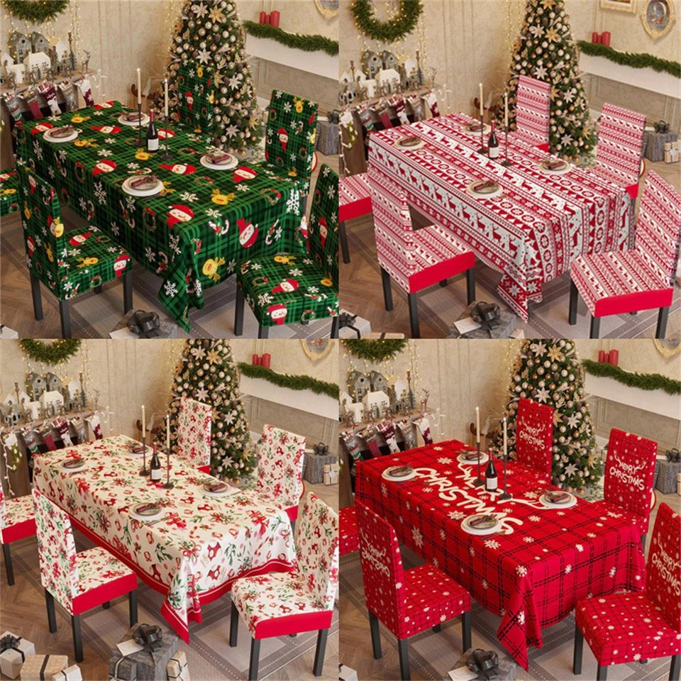 Orient Phoenix Tischdecke Rechteckige Weihnachtstischdecke  Tablecloth/Stuhlbezug set (1-tlg), Auto, Weihnachtsbaumdruck Muster,  waschbare
