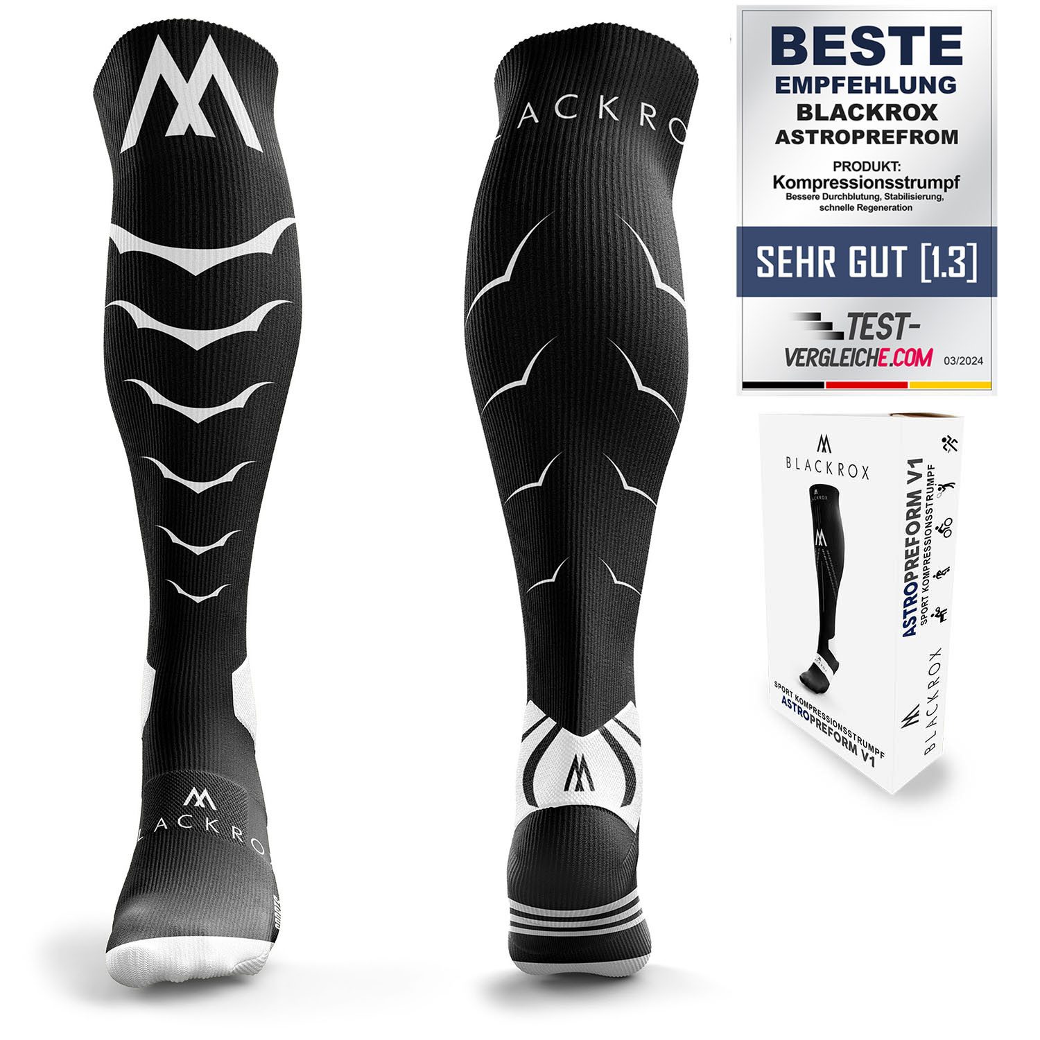 BLACKROX Kompressionsstrümpfe [Vergleichssieger 2025] Beastyrox, Gr. S-XL, Damen und Herren