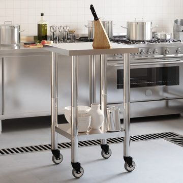 vidaXL Küchenwagen Küchenwagen Küchen-Arbeitstisch mit Rollen 55x55x85 cm Edelstahl