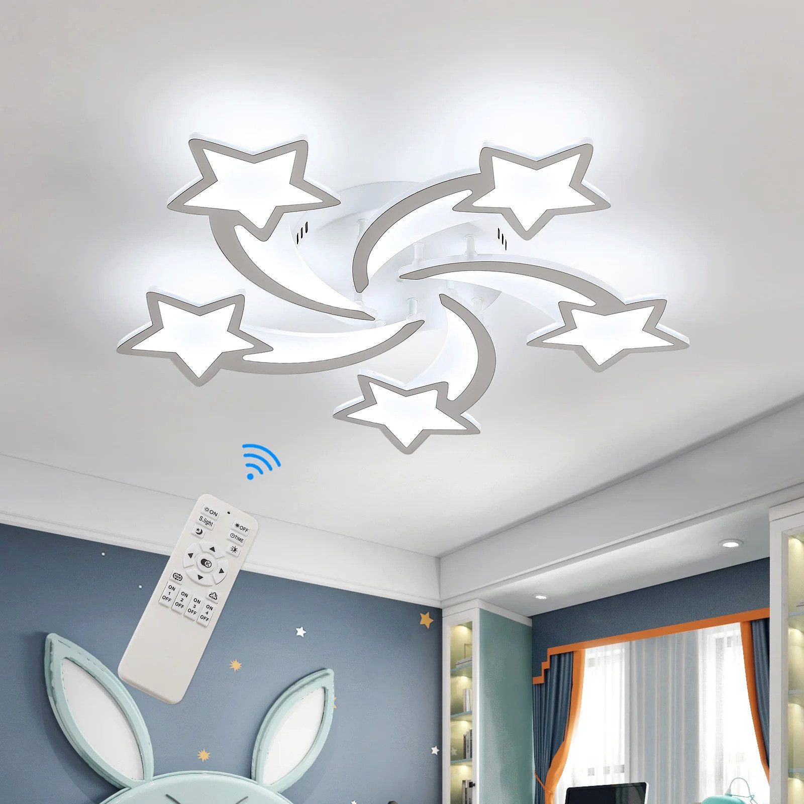 Riserva LED Dekolicht LED Deckenleuchte Sternschnuppen Design,50W dimmbar mit Fernbedienung, LED wechselbar