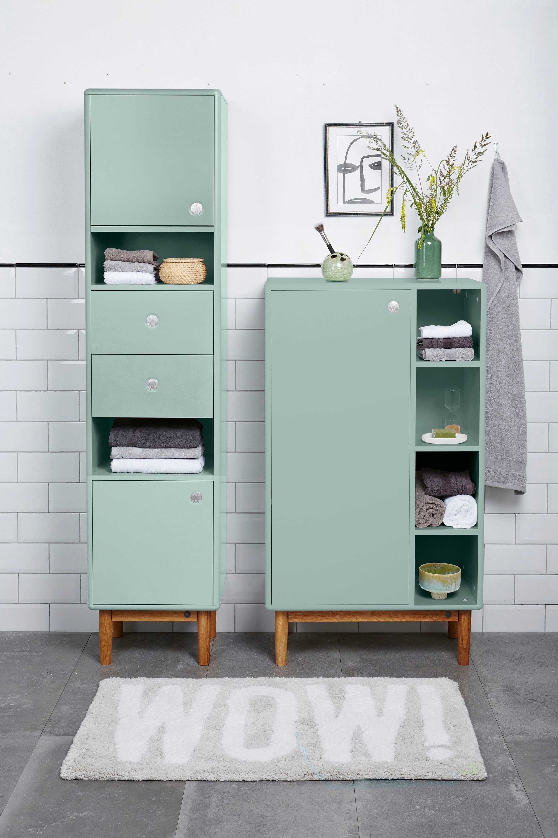 geölt, Füßen mit TAILOR sage Tür, in BATH cm 1 Breite COLOR Eiche mit 65 TOM HOME Midischrank