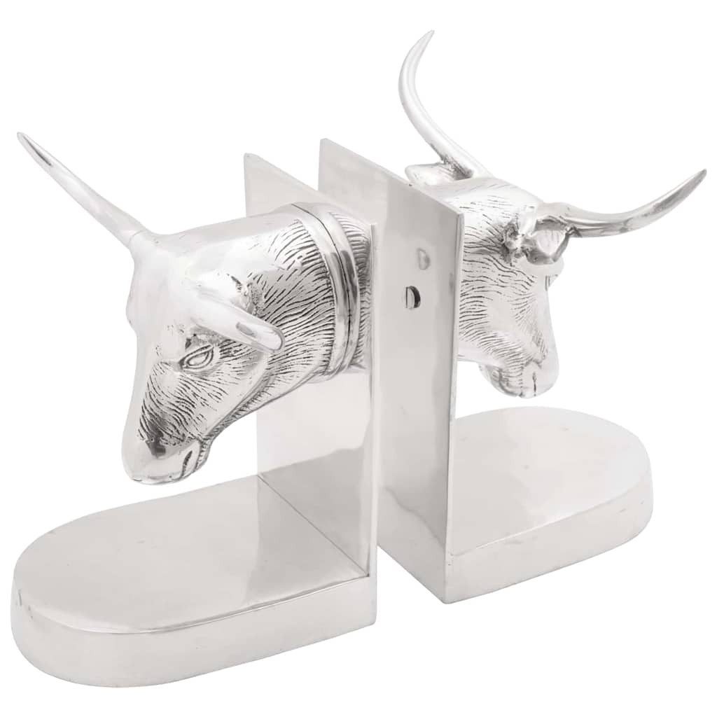 vidaXL Buchstütze Buchstützen 2 pcs Silber 21,5 x 15,5 x 20 cm Aluminium (2 St)