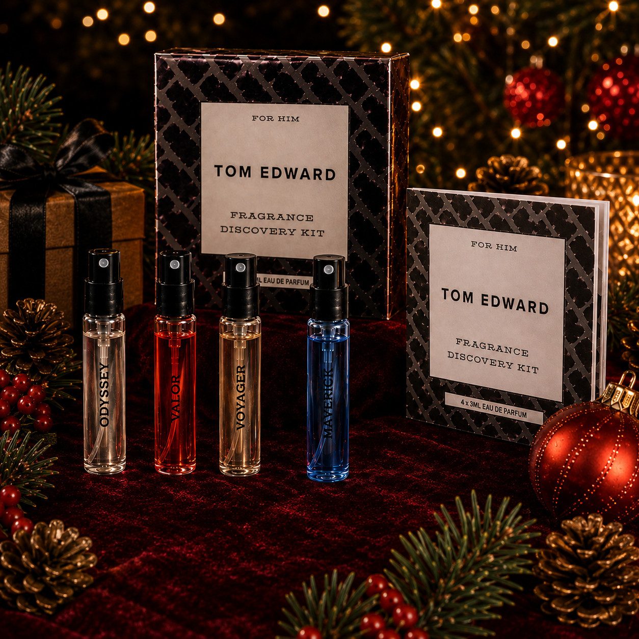 TOM EDWARD Eau de Parfum Tom Edward for Him Entdeckungsset 4X3ml Hergestellt in UK, 4 Herrendüfte, Eau de Parfum, Reisegröße, ideal zum Ausprobieren
