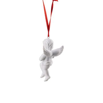 Rosenthal Hängedekoration Engel-Anhänger Weiß matt Engel mit Glocke, aus Porzellan