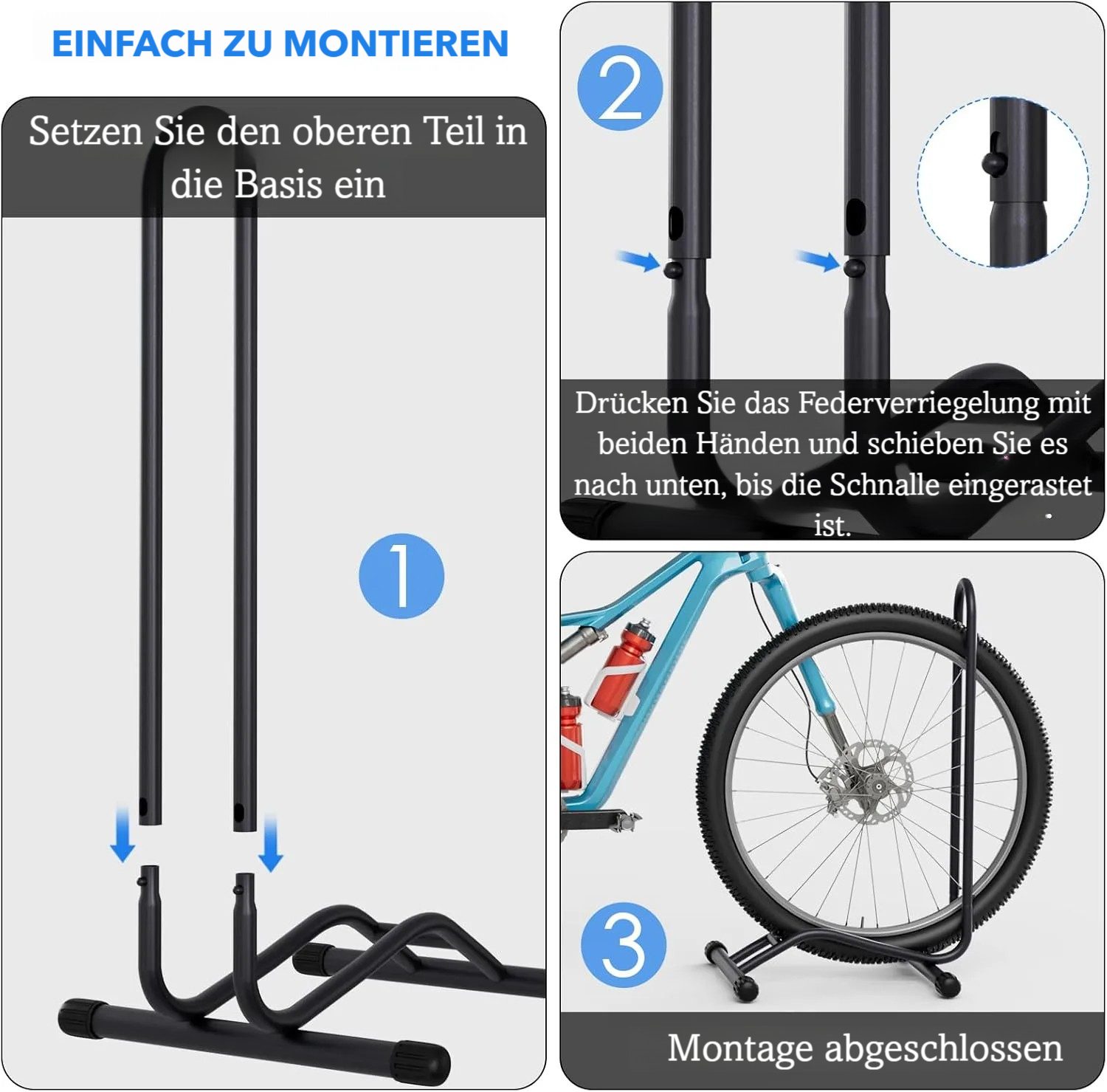 TLGREEN Fahrradständer Boden,Abnehmbar Bodenständer Fahrräder, (1-St., Reifenbreite bis 80 mm, Freistehend Fahrradhalter), Radständer für Mountainbike Rennrad MTB,Stabil,Schwarz