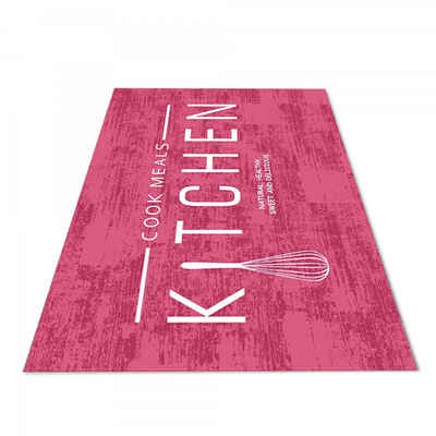 Teppich Jungengel Textilien Teppich Küche Cook Meals Kitchen Rosa Pink, Jungengel Textilien, Höhe: 6 mm, Waschmaschinengeeignet, Fußbodenheizungsgeeignet