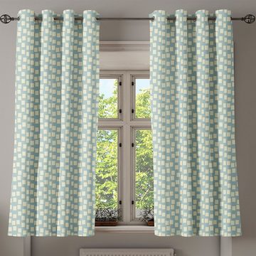 Gardine Dekorative 2-Panel-Fenstervorhänge für Schlafzimmer Wohnzimmer, Abakuhaus, Modern Große Kleine Quadrate Tile