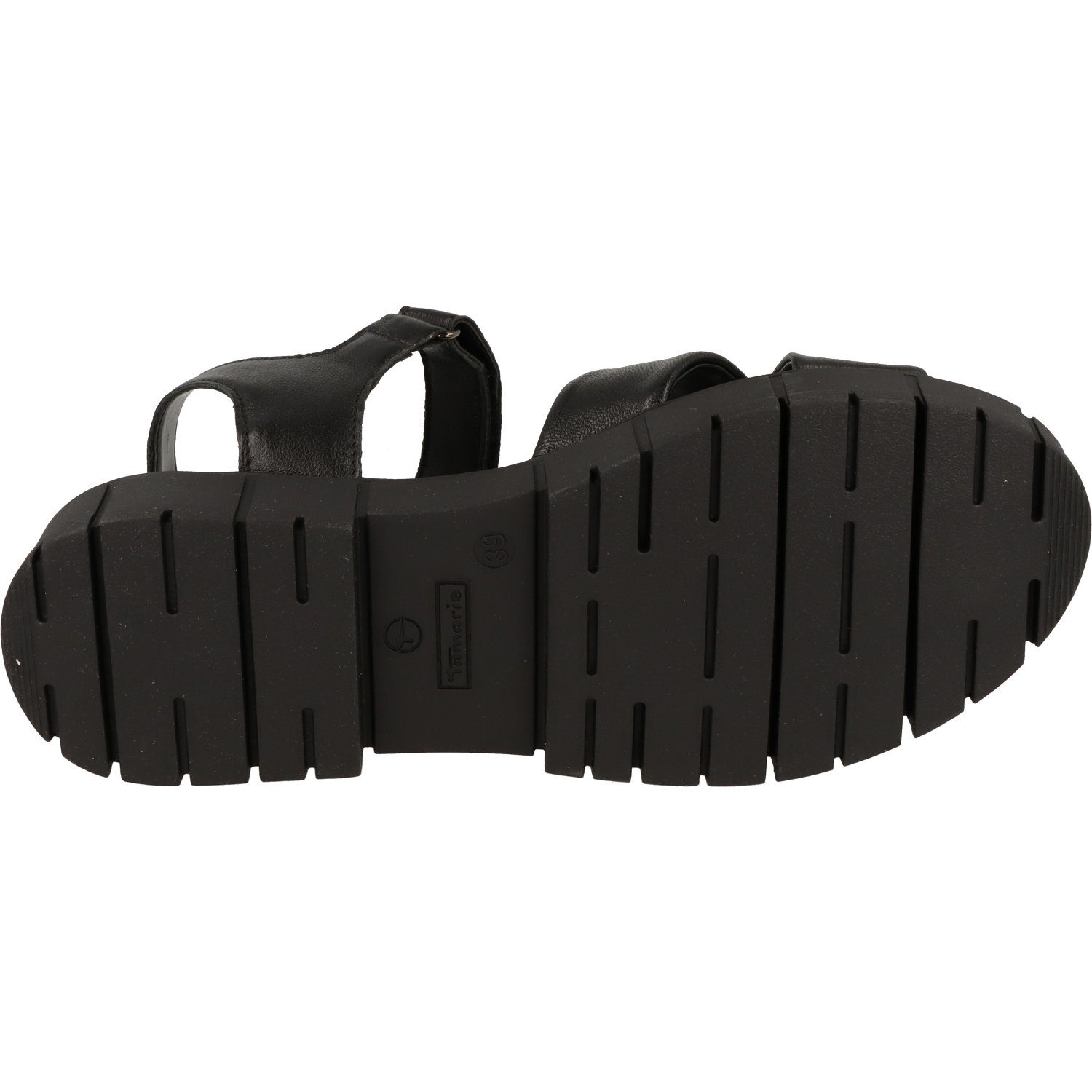 Schuhe Tamaris Klett Komfort 1-28242-20 Plateausandale Leder Black Damen Sandalette Leather