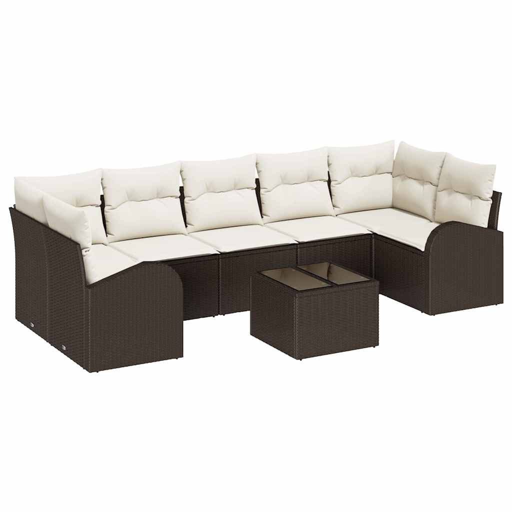 vidaXL Loungesofa Gartensofa-set Braun 55 x 55 x 37 cm Poly-Rattan, 8 Teile