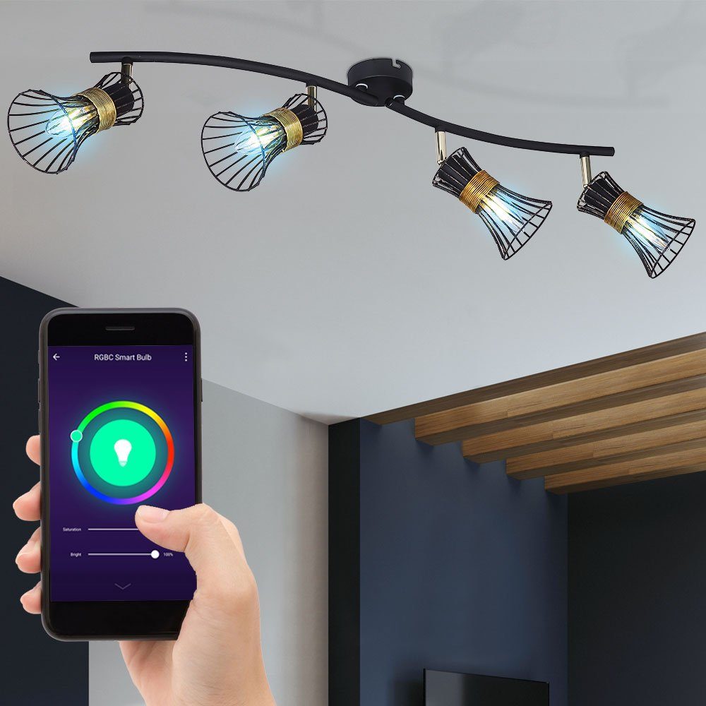 dimmbar Handy App LED-Leuchte, Decken Strahler Warmweiß, Leuchtmittel Leuchte Smarte Neutralweiß, Farbwechsel, Spotleiste Kaltweiß, etc-shop Lampe inklusive, schwenkbar Tageslichtweiß,