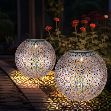 etc-shop LED Gartenleuchte, LED-Leuchtmittel fest verbaut, Warmweiß, LED Solar Leuchte Erdspieß Außen Garten Steck Kugel Lampe