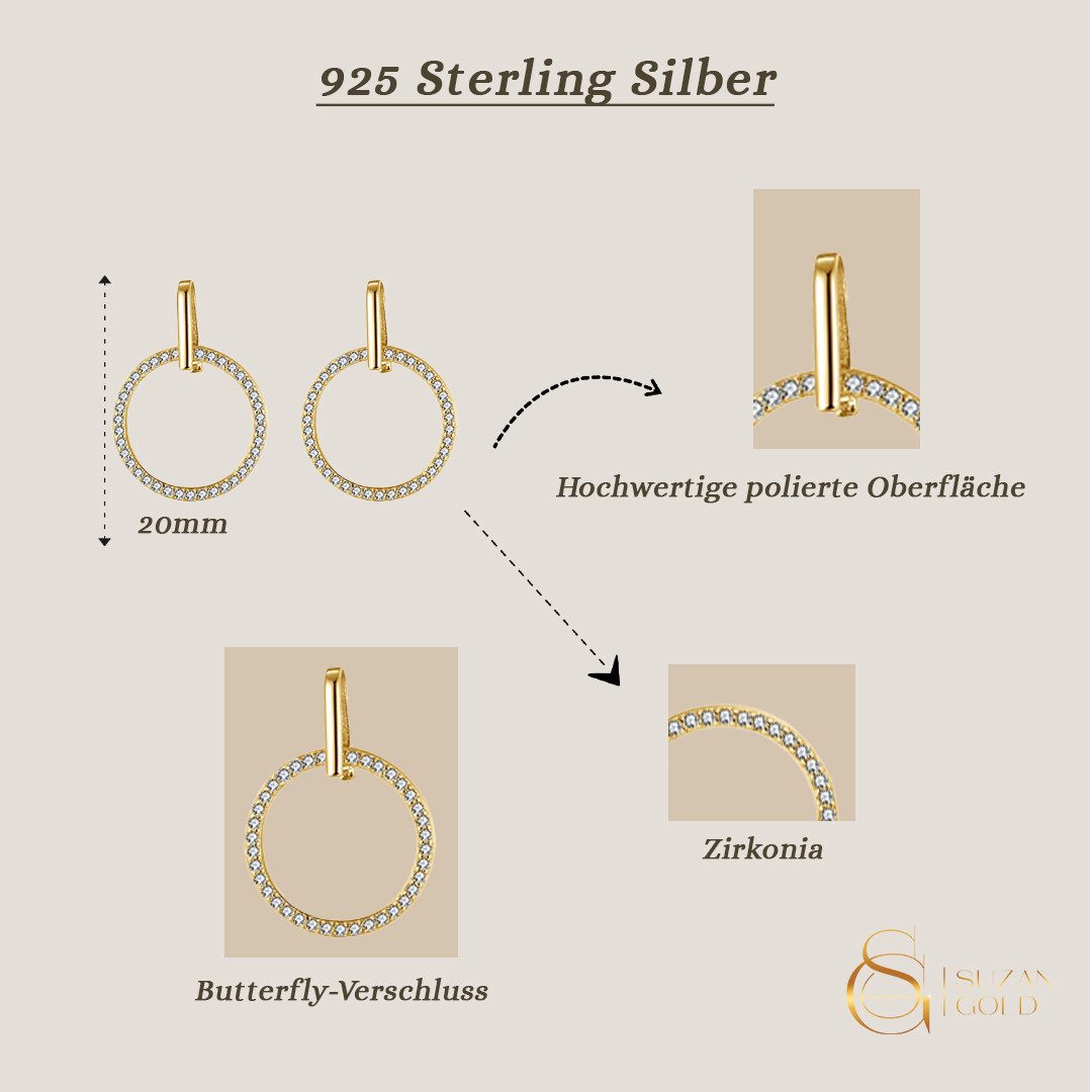 Suzan Gold Paar Ohrhänger Circlée – Kreisförmige Ohrringe aus 925er Silber günstig online kaufen