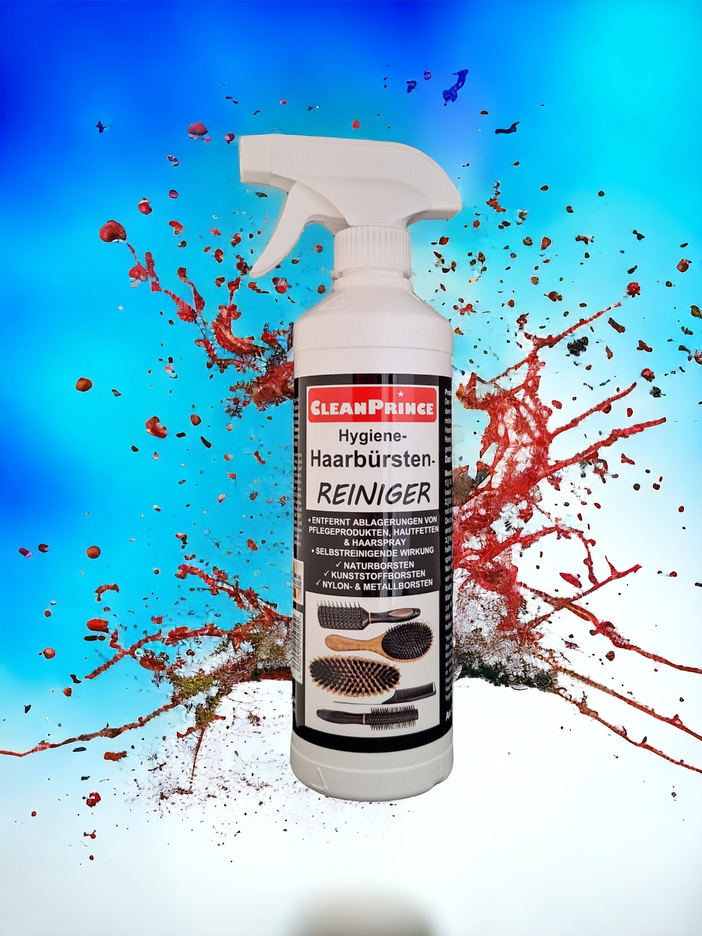 CleanPrince Догляд за волоссям-Set Hygiene - Haarbürsten - Reinigungsmittel entfernt Ablagerungen, für Natur-, Kunststoff- und Metallborsten
