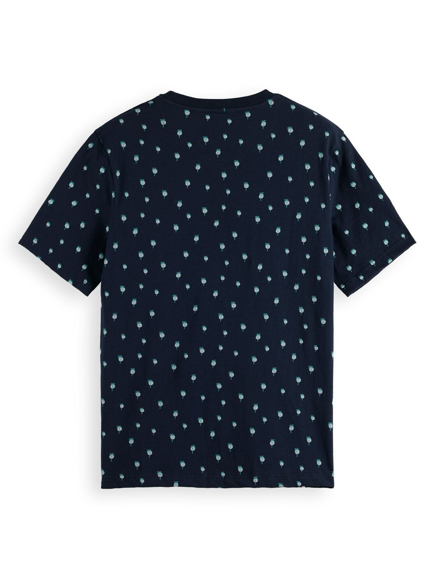 T-Shirt (1-tlg) Kurzarmshirt blau mit Shirt und & Scotch Soda All-Over-Muster R-Neck