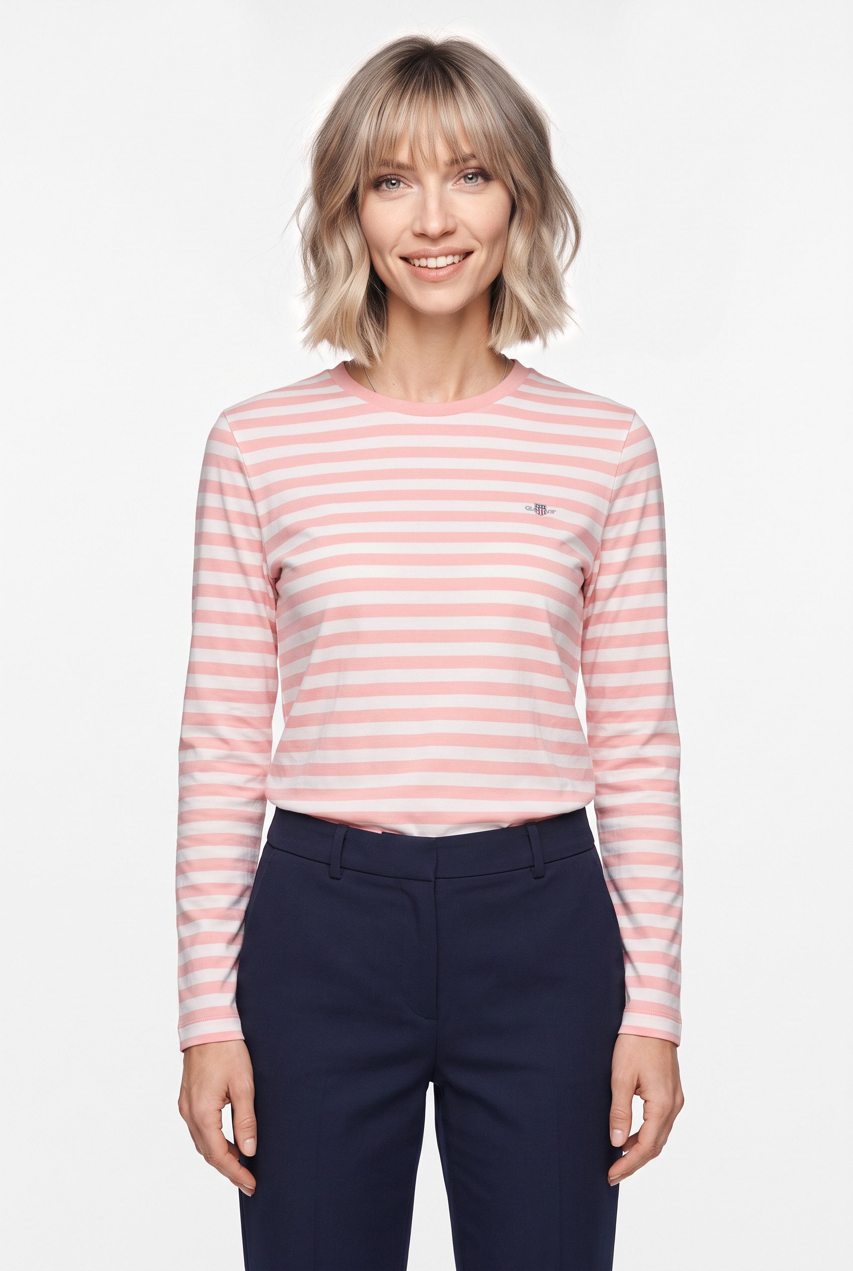Gant Langarmshirt REGULAR STRIPED SHIELD Regular fit mit Rundhalsausschnitt