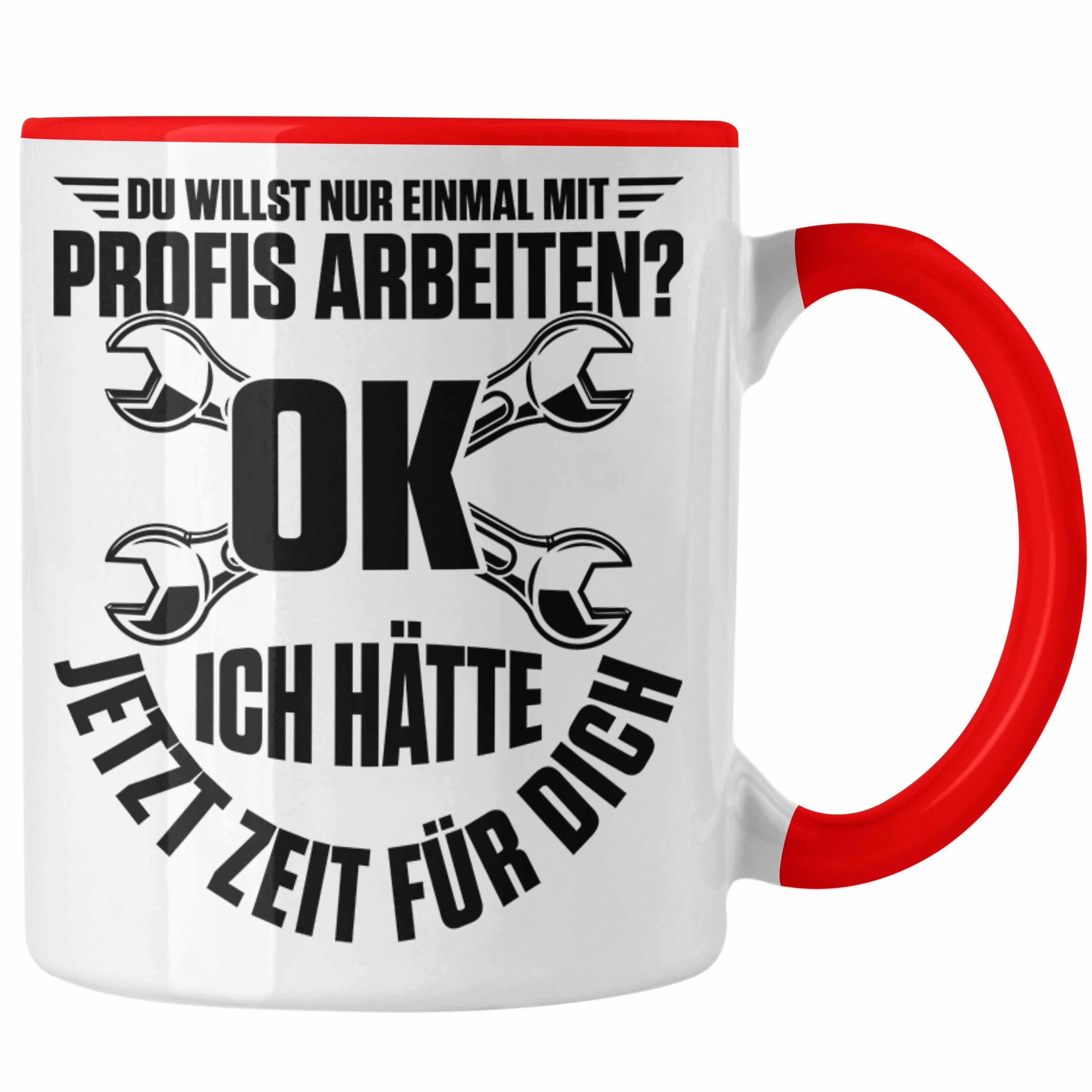 Trendation Tasse Handwerker Tasse Geschenk Schrauber KFZ Mechaniker Mechatroniker Gesch Rot