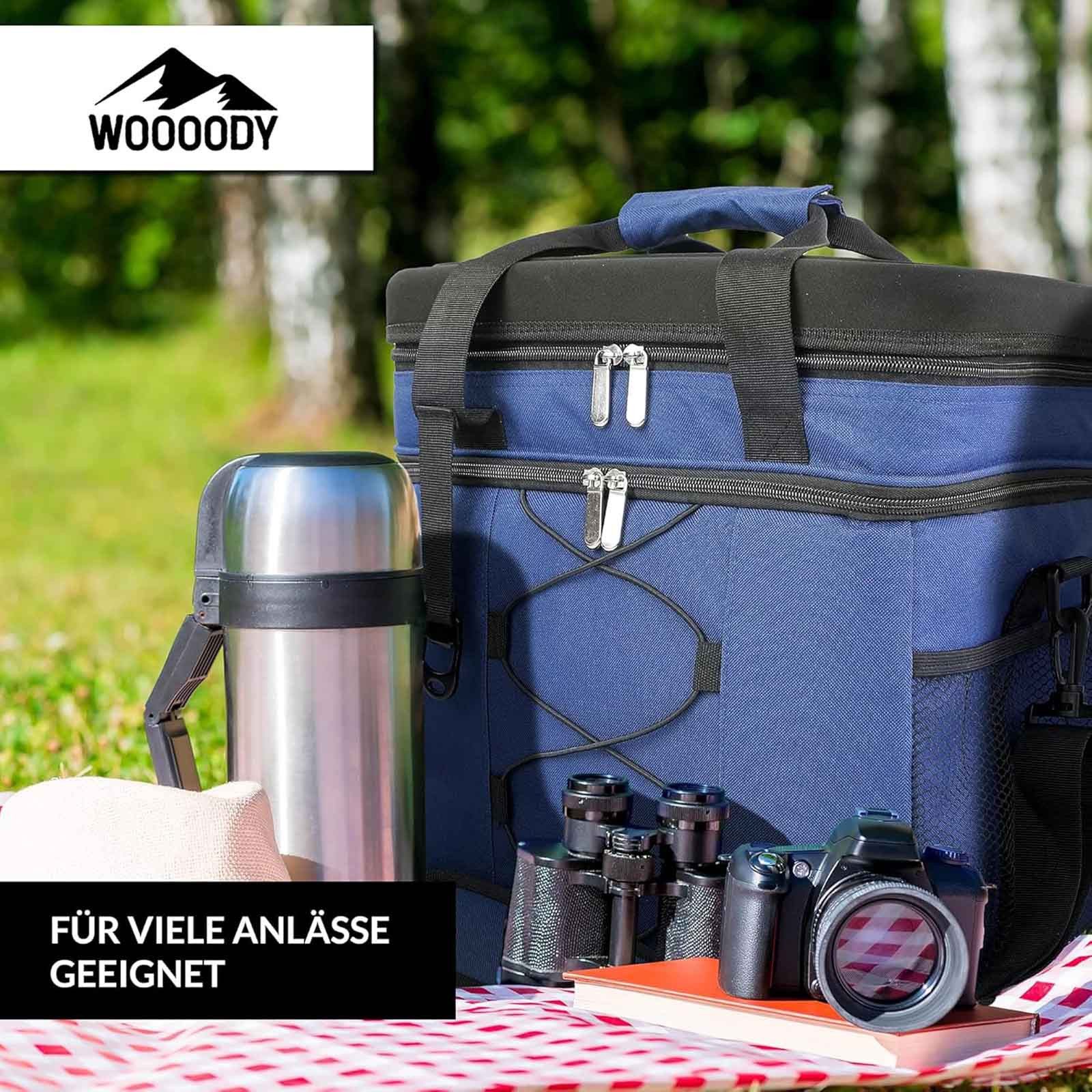 WOOOODY Picknicktasche Thermotasche Kühltasche Isoliertasche Campingtasche, 25L (33,5 x 22 x 33 cm) inkl. Schultergurt & Picknicktisch – Bild 5 von 5
