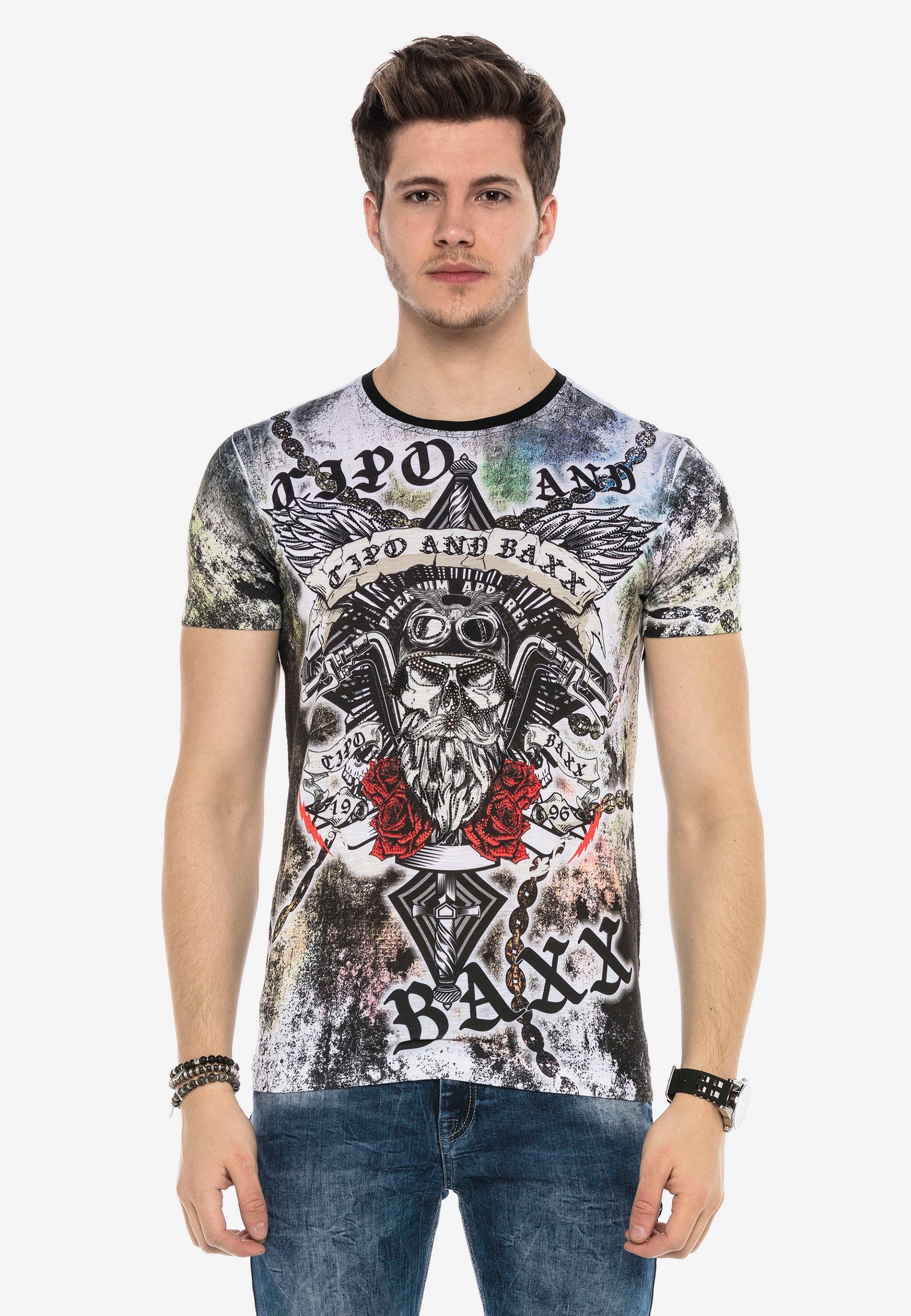 Cipo & Baxx T-Shirt mit grafischem Allover-Print