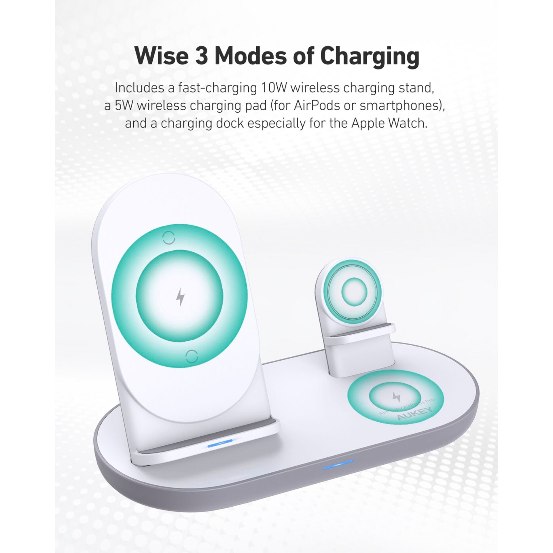 AUKEY Ladestation (3 in 1 Wireless Charging Dock Qi Ladestation)
