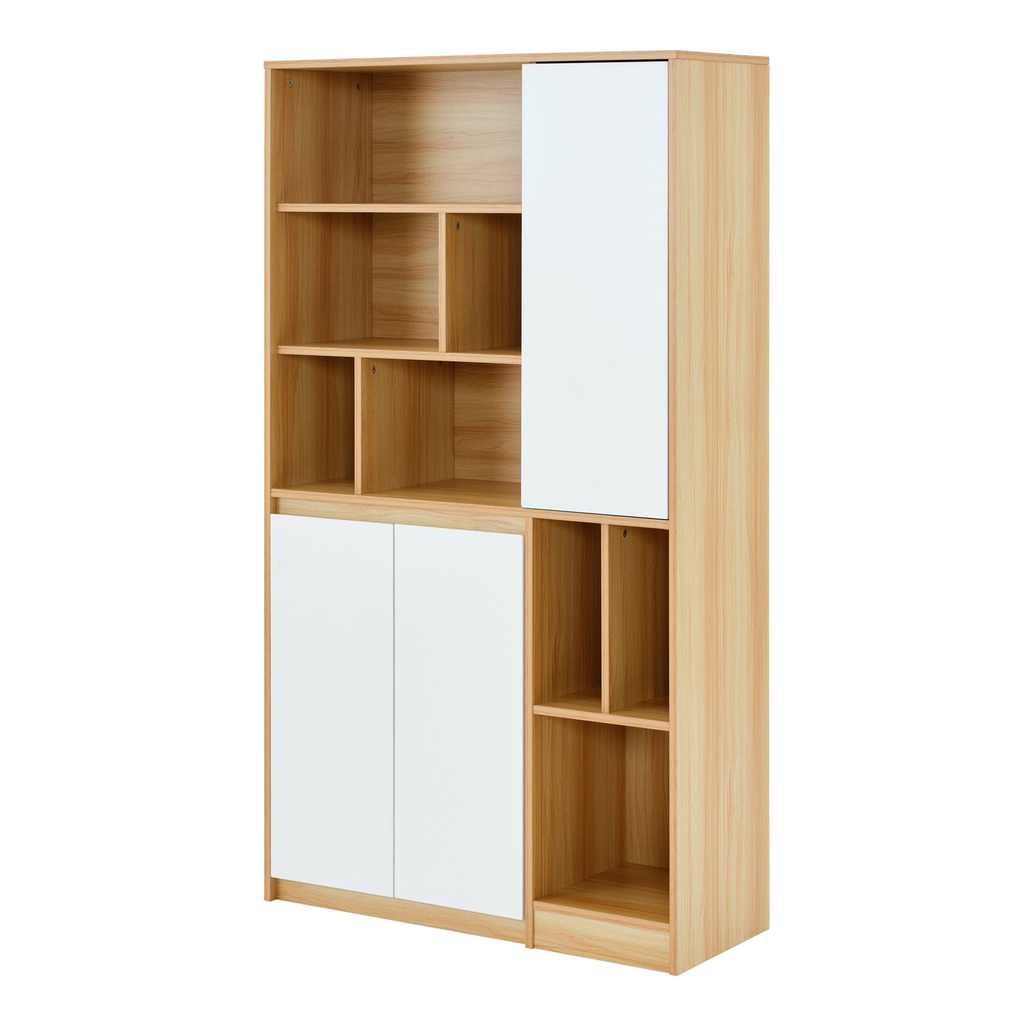Bücherregal offenes Bücherregal mit Einlegeböden, Schaukasten, 90x35,5x160 cm