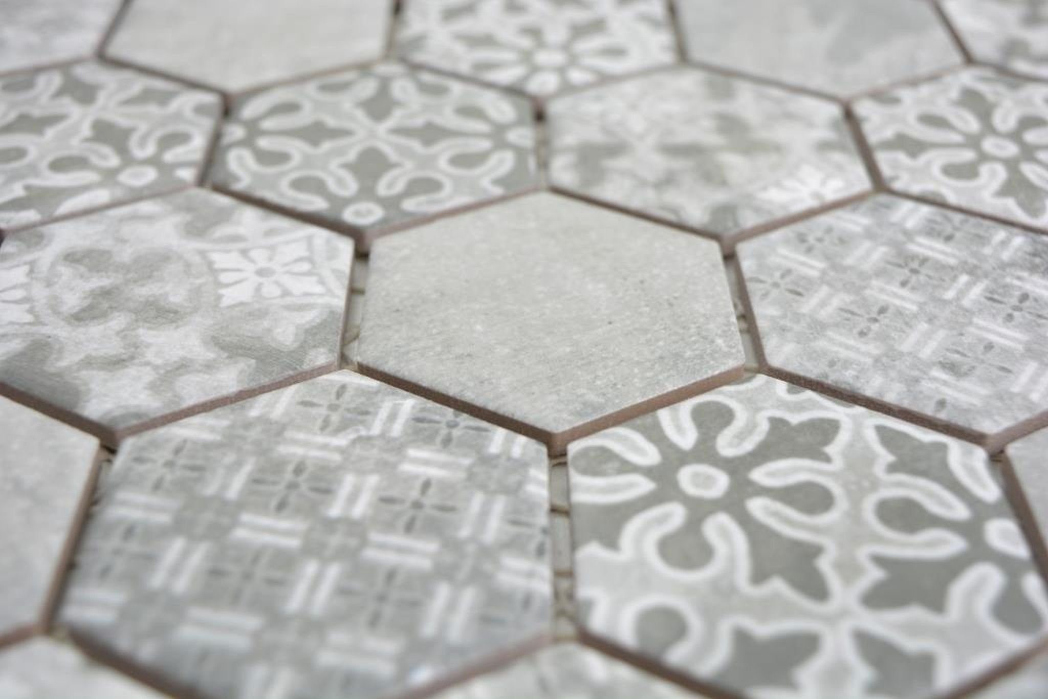 Mosaikfliesen Grau Fliesenspiegel, Fliese Wand Mosani Keramik Hexagonale Mosaik Sechseck