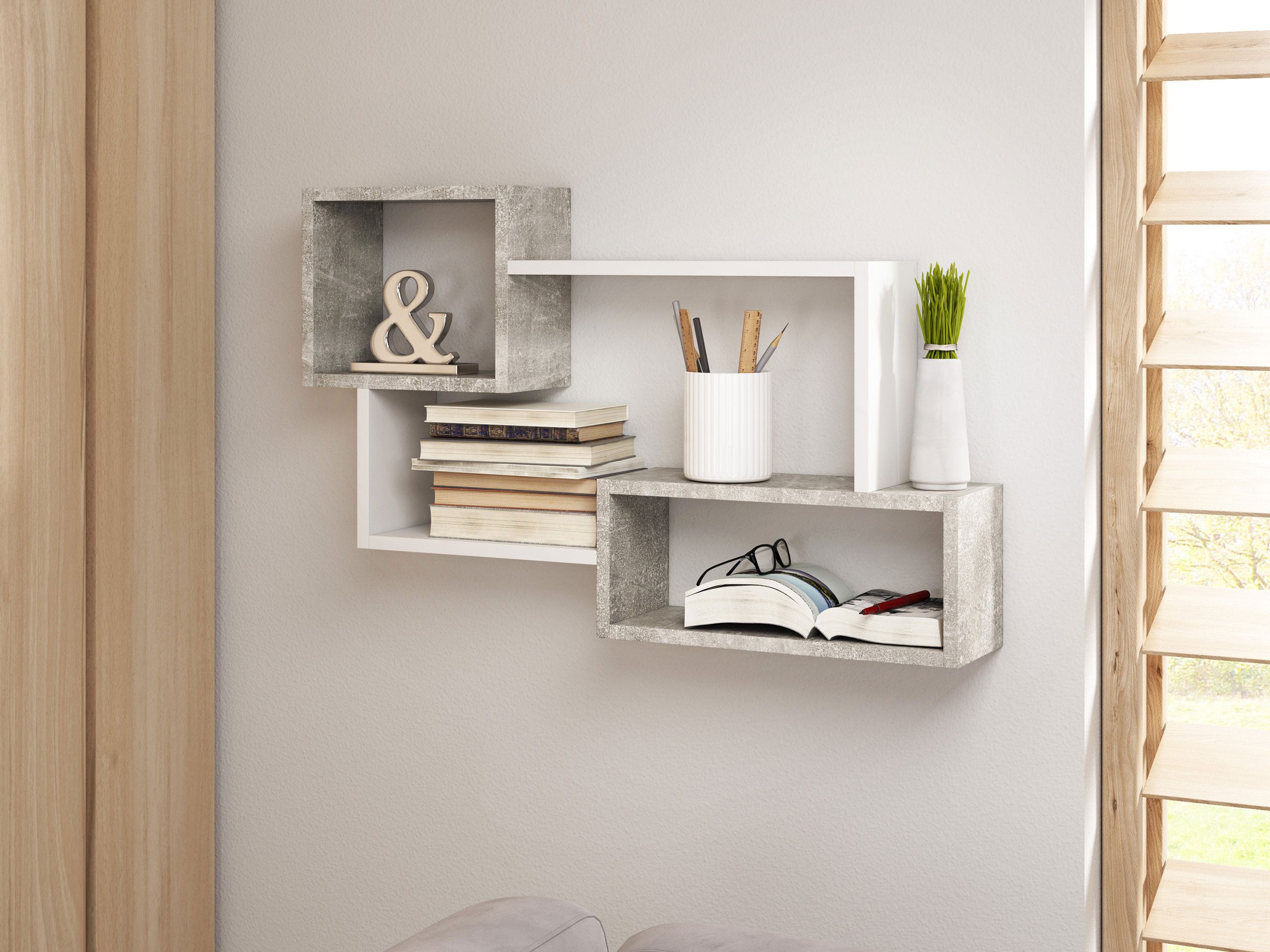 MIRJAN24 Wandregal Trio 005, 87x18x54 cm