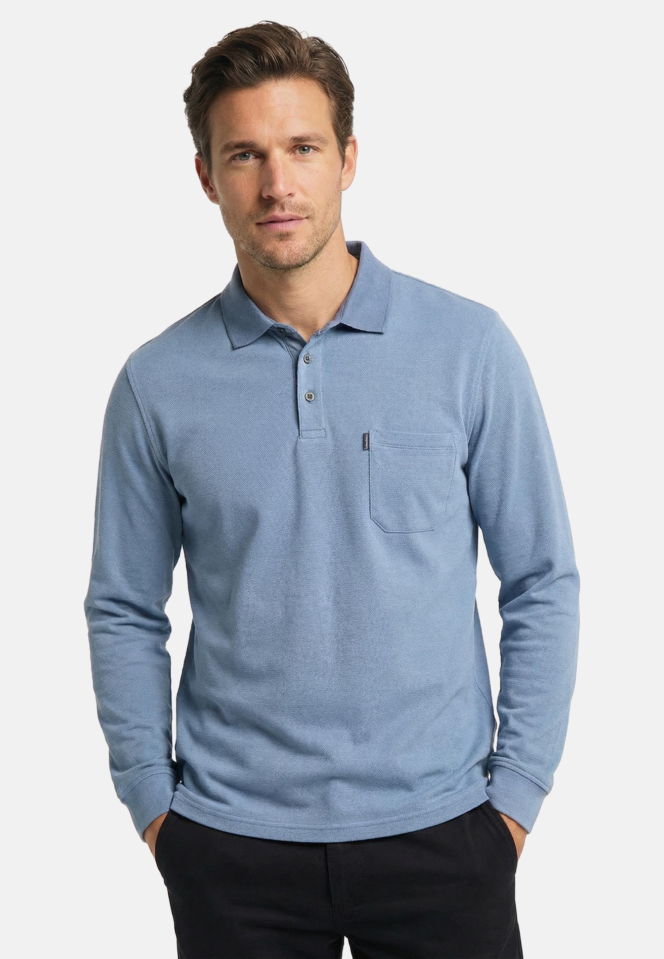 CASAMODA Langarm-Poloshirt Basic (1-tlg) Poloshirt - Baumwolle - Atmungsaktiv - Normale Passform