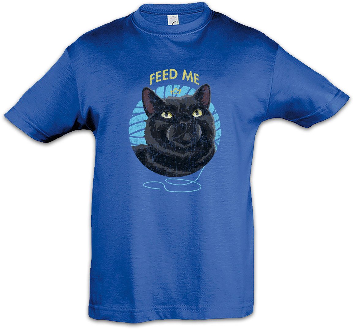 Print-Shirt Feed Me Cat Kinder T-Shirt Katzen Kätzchen Kater Katze Cat Kitty