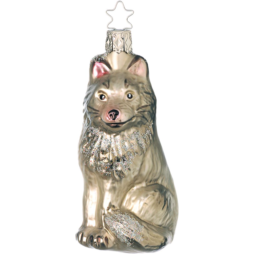 INGE-GLAS® Christbaumschmuck Wolf 10,5 cm (1-tlg), mundgeblasen, handbemalt