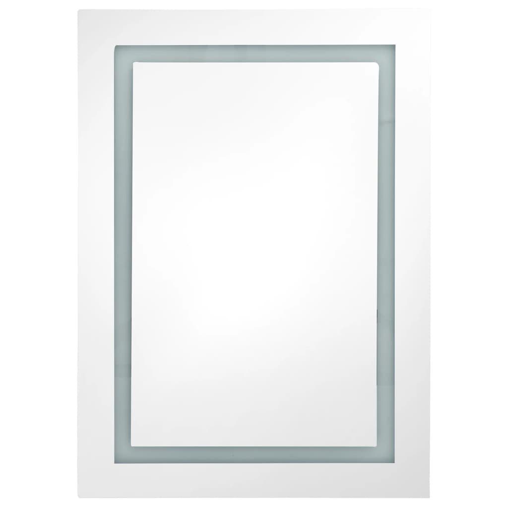vidaXL Grau Hochglanz-Grau Badezimmerspiegelschrank LED-Spiegelschrank cm fürs (1-St) 50x13x70 Bad Glänzend